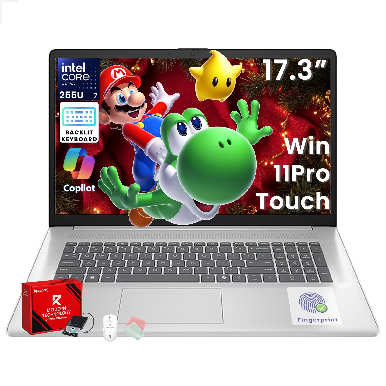 HP 17.3 Touchscreen Business Laptop - Intel Ultra 7 255U(up to 5.2 GHz), Ai Copilot, 17.3 Anti-Glare HD+, Backlit KB, Fingerprin