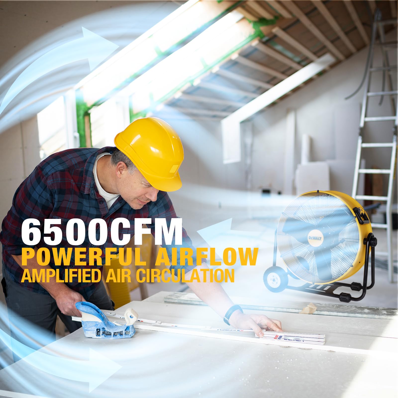 Dewalt Dxf2490 High Velocity Fan, Floor Fan, Industrial Fan, 24 Inch Large Electric Metal Rotating Garage Fan With 360 Adjustabl