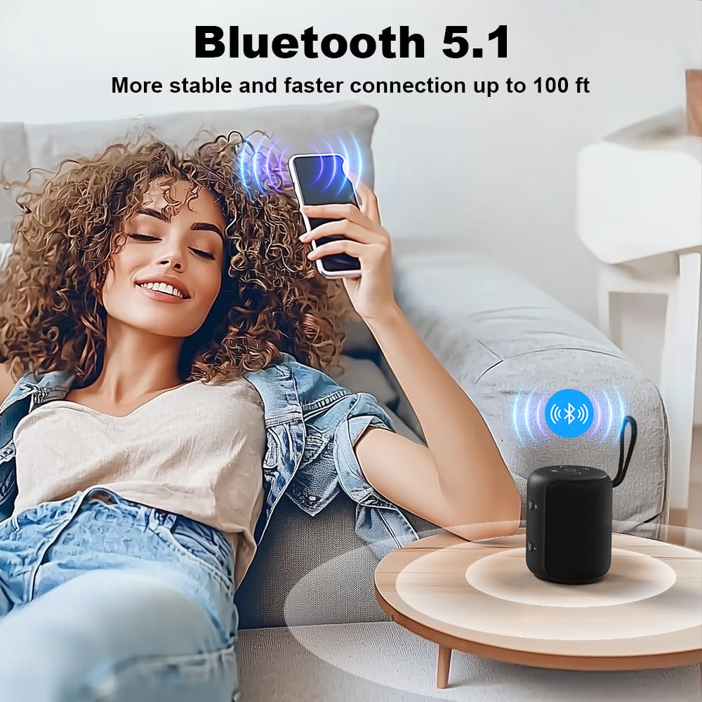 Bobtot Portable Speaker Bluetooth, Ipx6 Shower Speaker Waterproof, 25H Playing Time, Loud And Stereo Sound With Bass, Dual Pairi