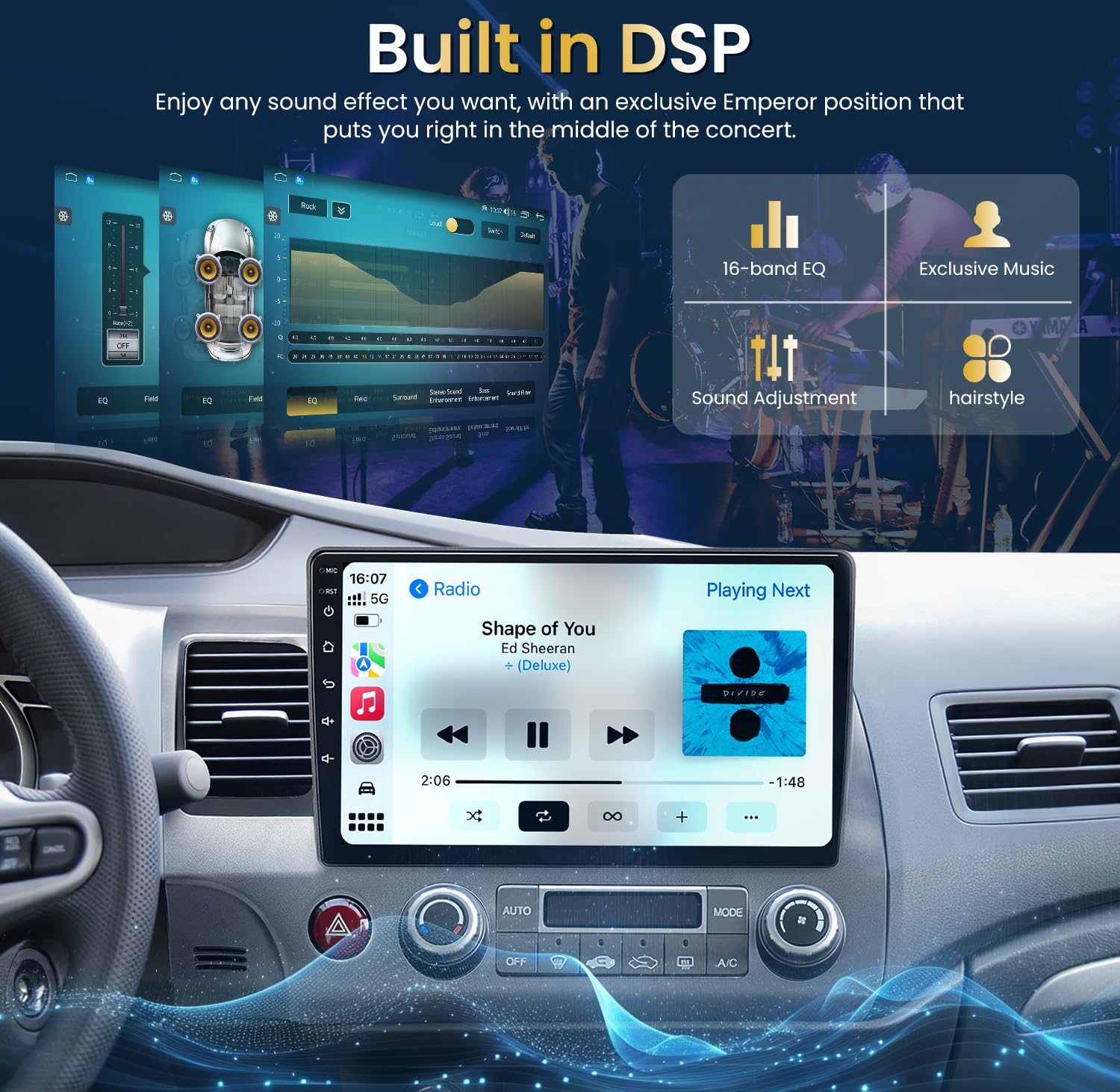 [????????*?????? ????] Car Radio Stereo For Honda Civic 2006 2011: 10.1 Inch Android Touch Screen Head Unit With Backup Camera