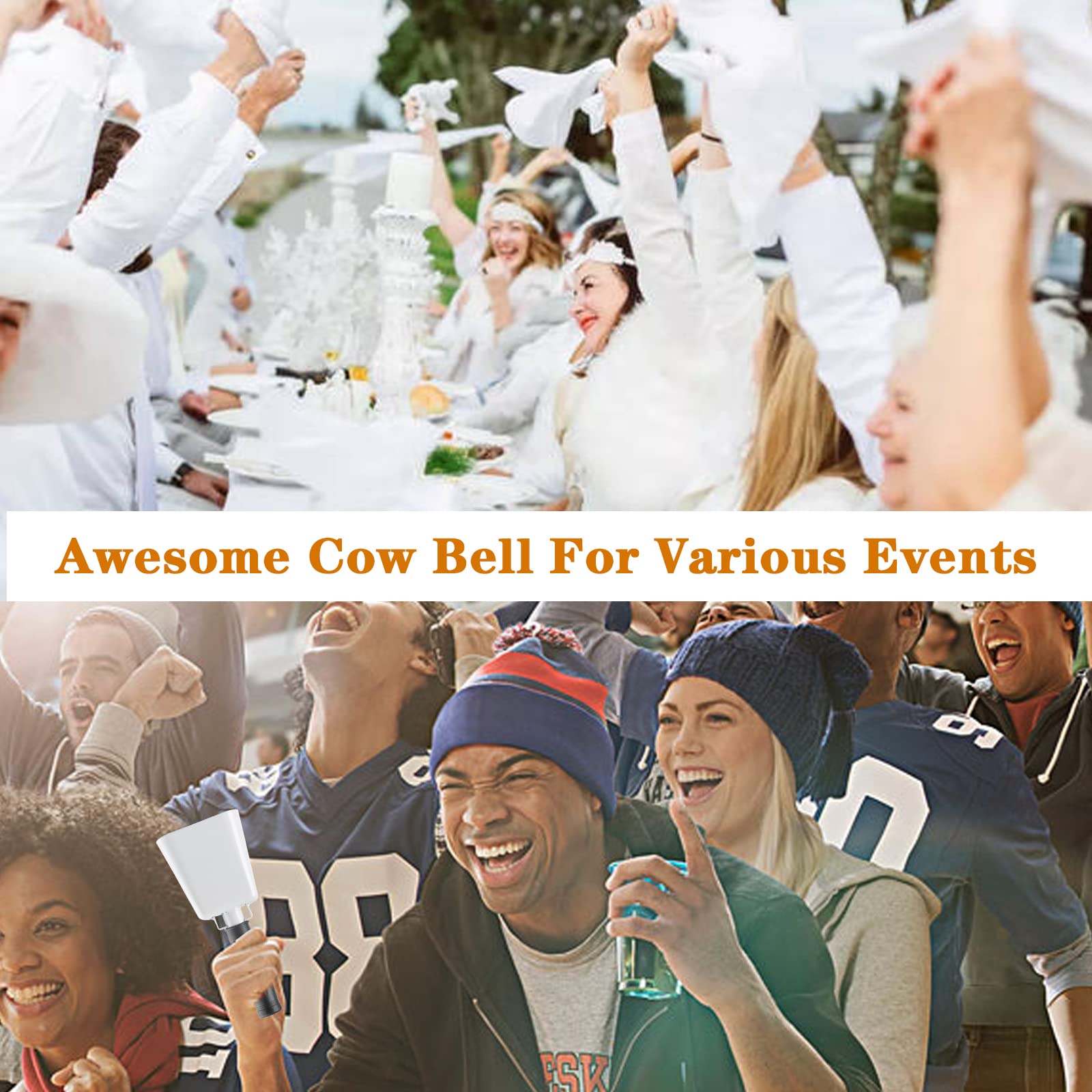 Steel Cow Bell With Handle Cowbells, Cheering Bell And Loud Noise Makers Hand Bells For Sporting Events,Football Games,School Be