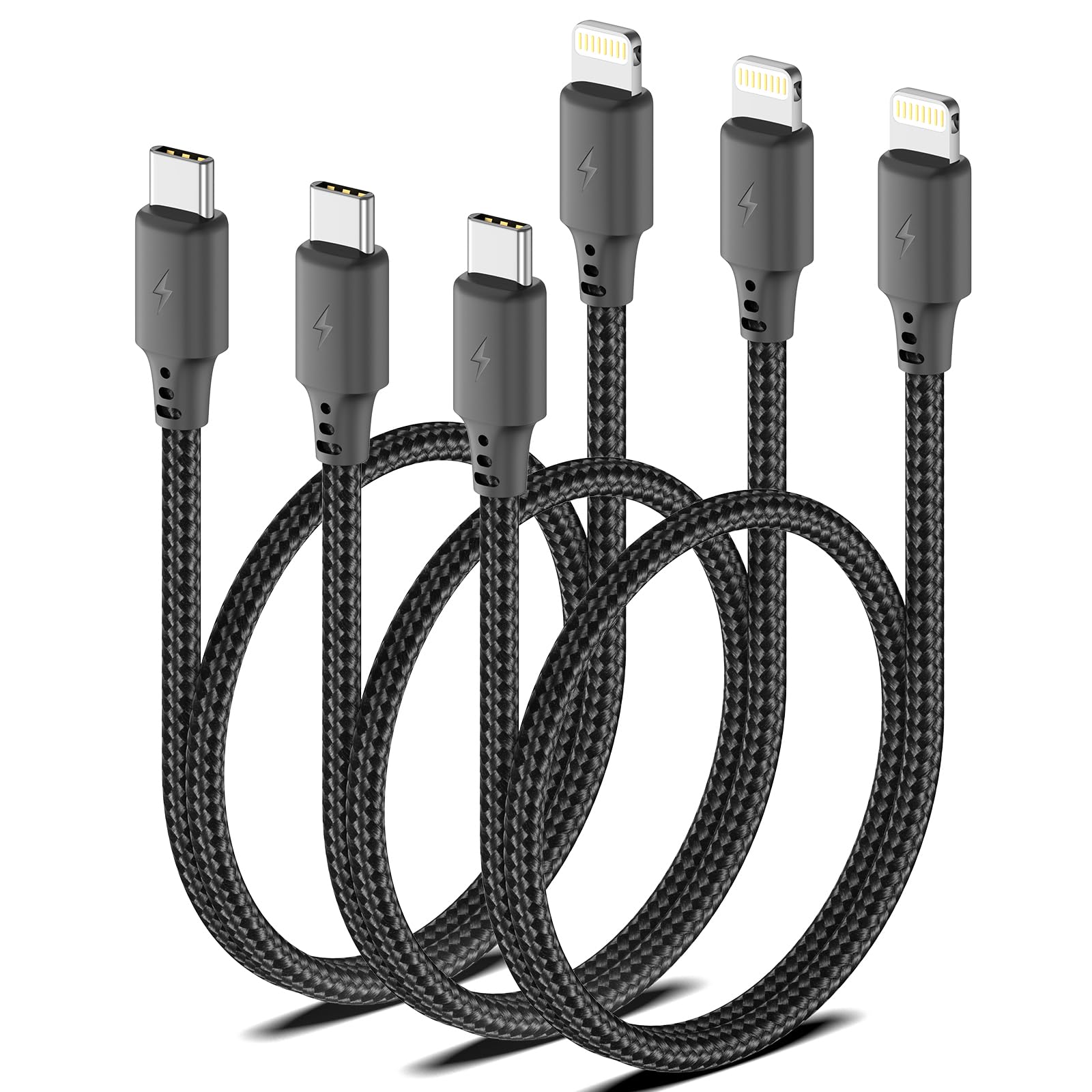 1.5Ft Usbc To Lightning Cable For Iphone, [Mfi Certified] 3Pack Braided Short Type C To Lightning Cable Pd Fast Charging 1.5Ft U
