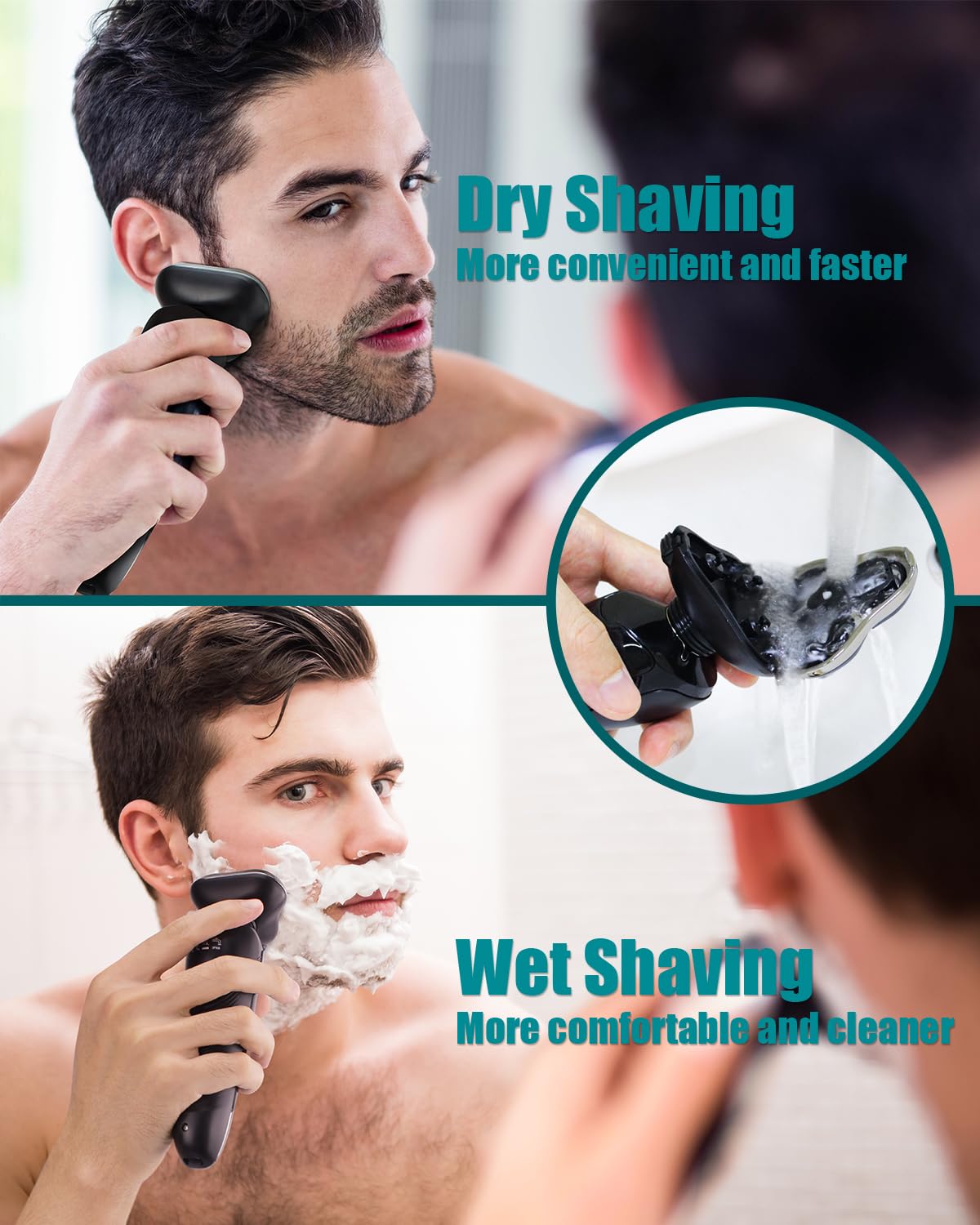 Electric Razor For Men   Rechargeable Electric Shaver For Men, Waterproof Wet Dry Cordless Razor With Nose Hair Trimmer And Side