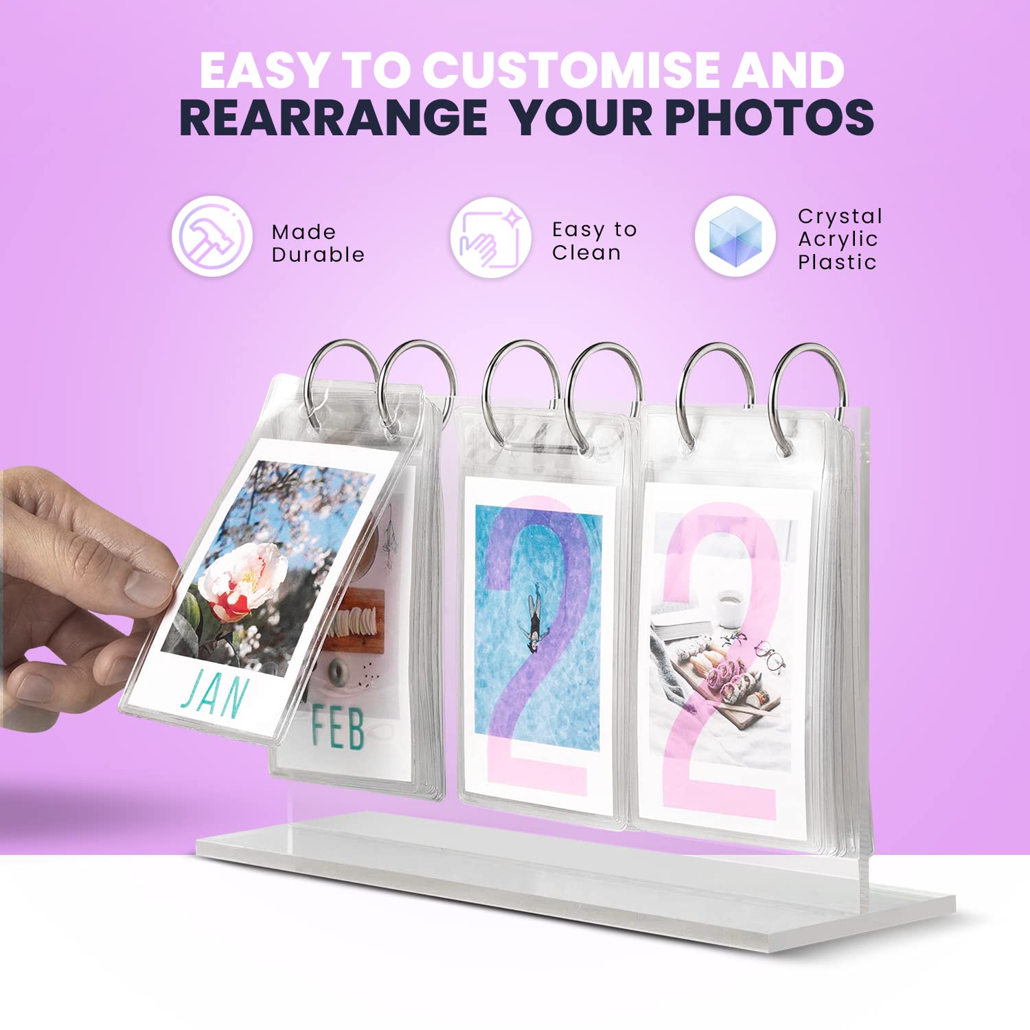 Elil Instax Mini Photo Calendar, Instax Accessories Instax Flip Frame Holds 25 Instax Mini Film, Instax Mini Picture Frame Compa