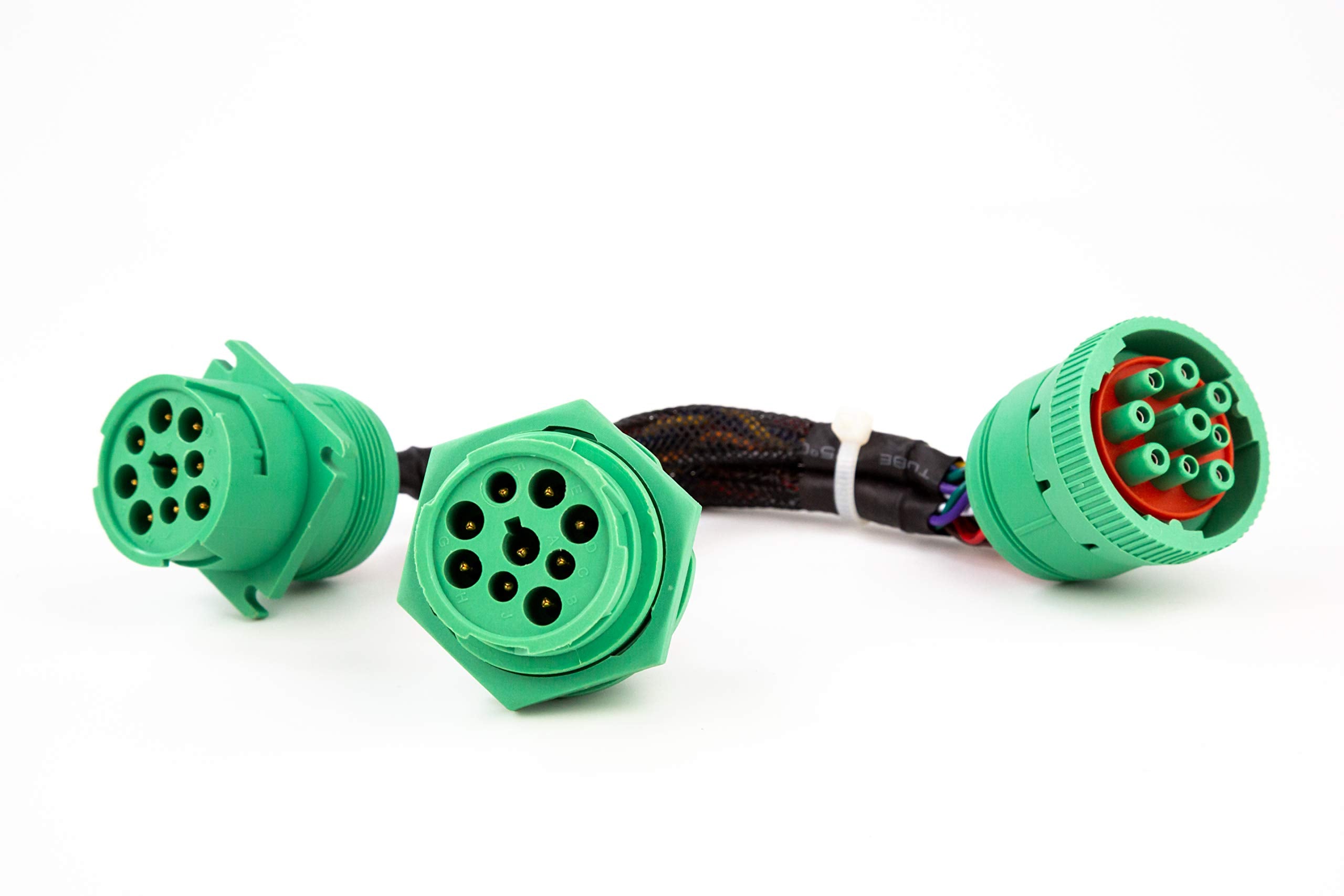 YPP TYPE2 SAE J939 Splitter Y Cable - 9pin Data Power Extension for Truck ELD GPS Tracker - Green