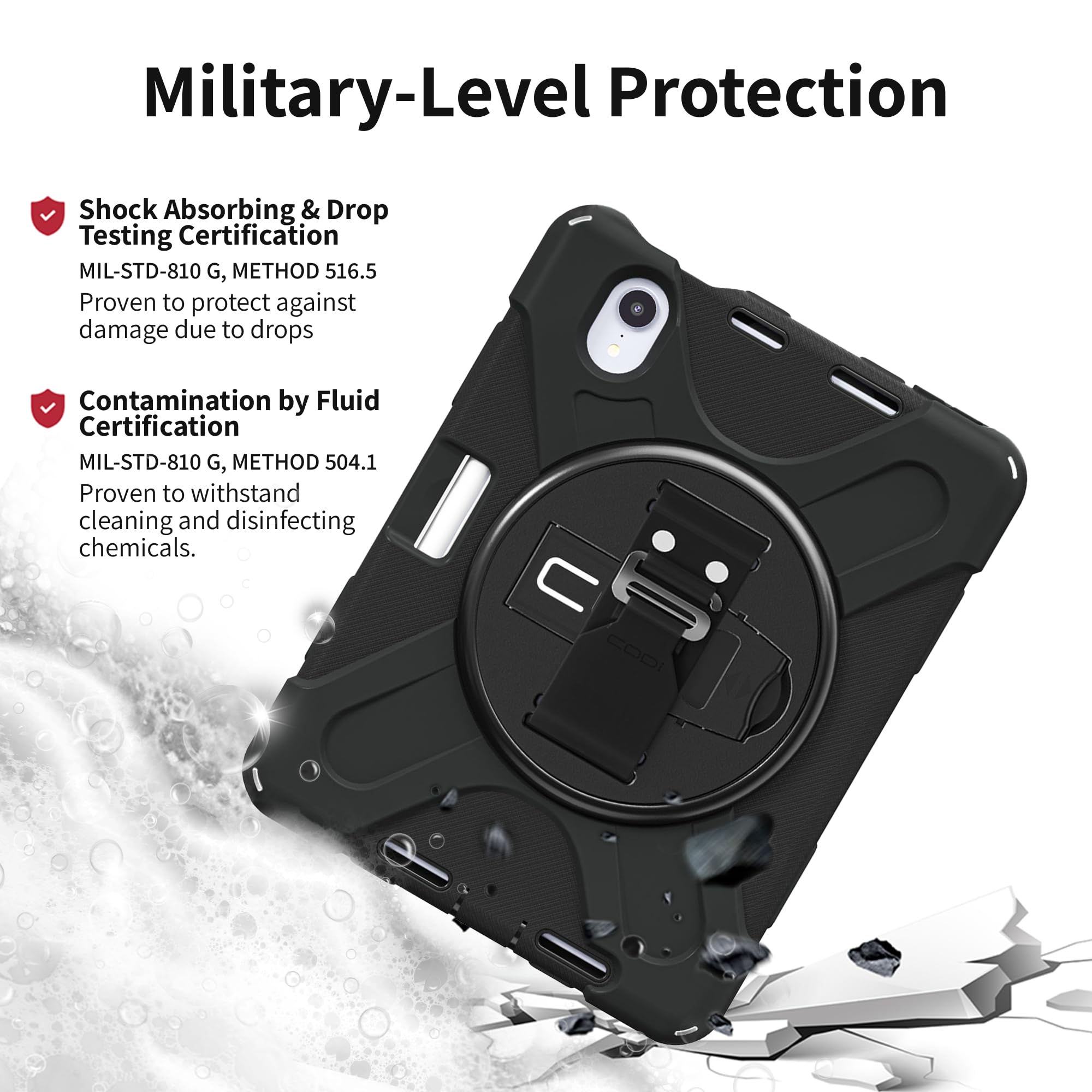 Codi Rugged Case For Ipad Mini 6/Ipad Mini A17 Pro | 360 Protection, Drop-Test Certified, Rotating Kickstand