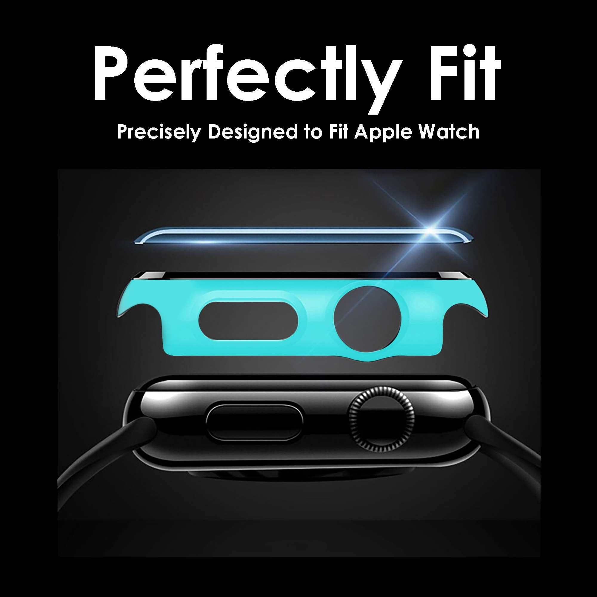 Pokanic Compatible With Apple Watch Se 6 5 4 3 2 1 Series Iwatch 9H Tempered Glass Case Full Body Screen Protector Cover Wireles