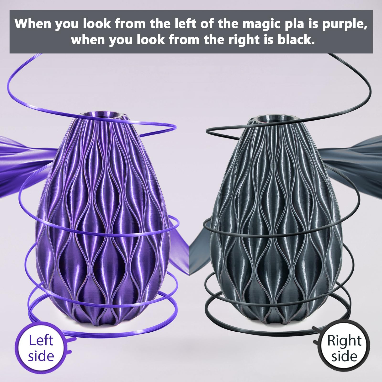 Isanmate 3D Printer Filament, Multicolor Transparent Transition Glitter Filament, Gradient Purple Blue Multicolor Pla Filament,