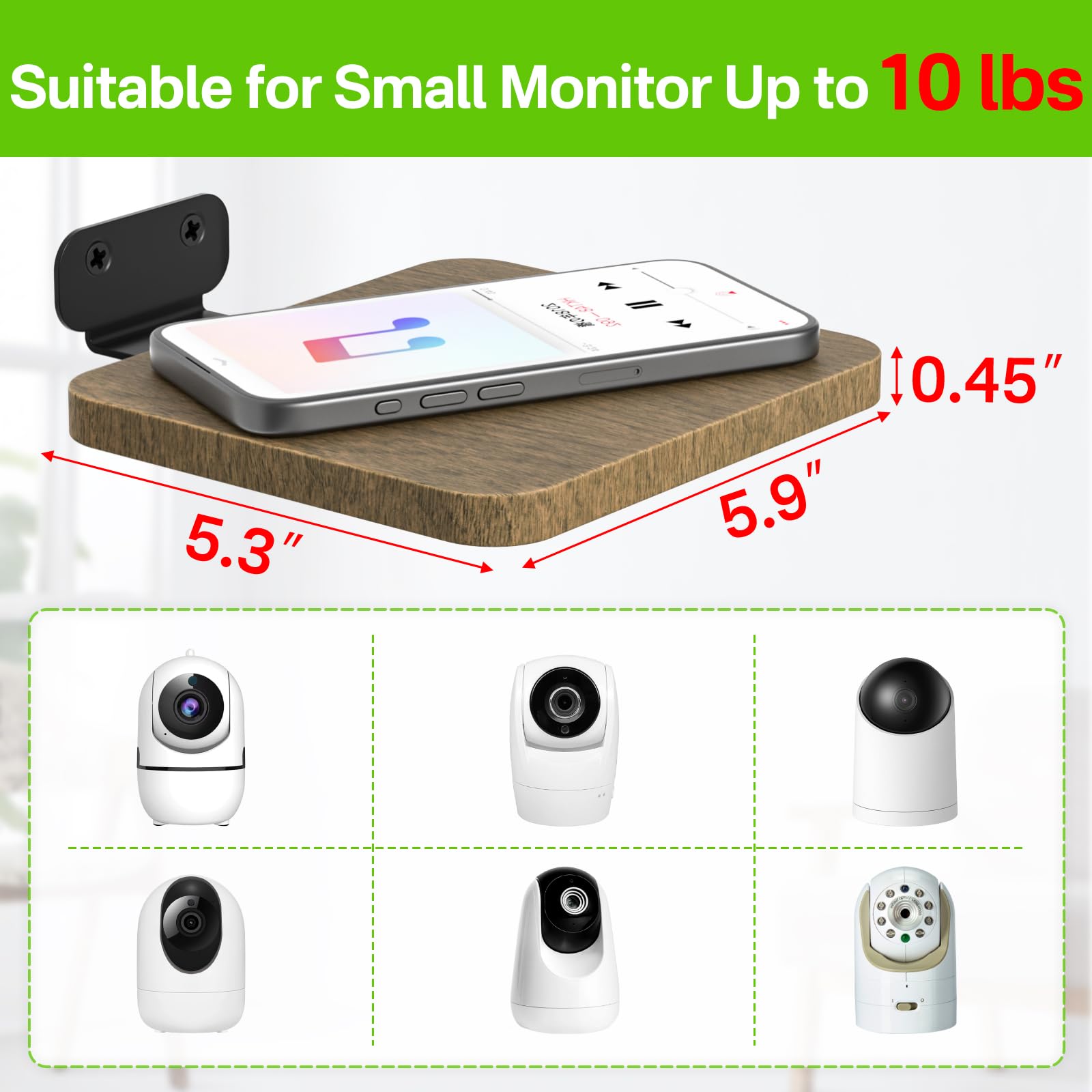 Wooden Floating Wall Shelves For Camera Wall Mount Universal Wall Mount Shelves For Security Camera Mount With Cable Reserved, W