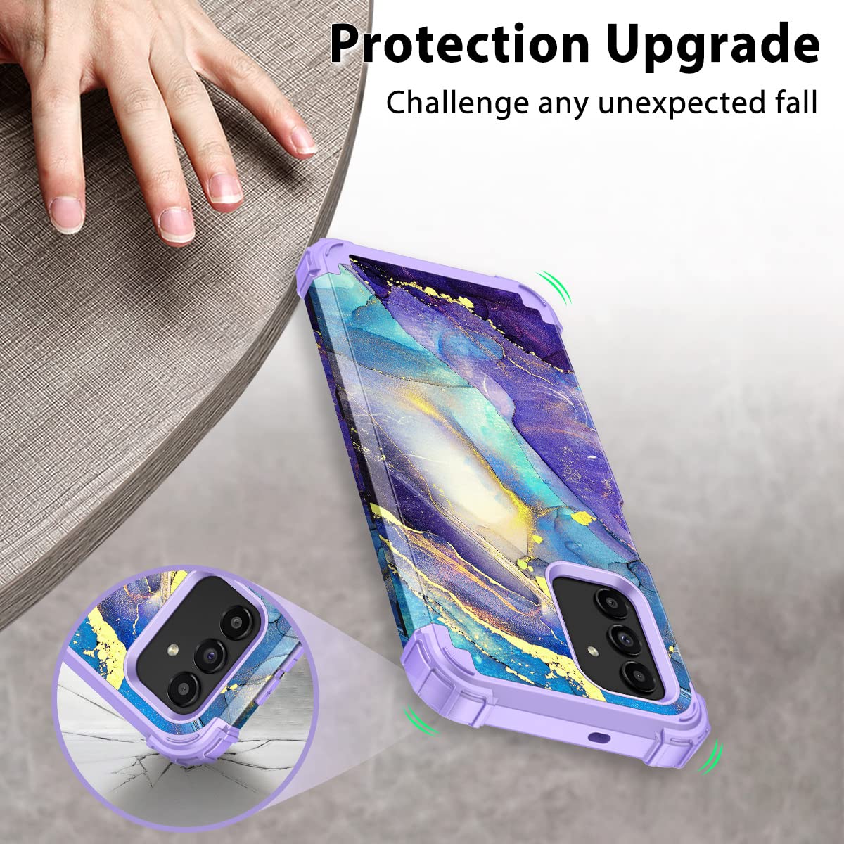 Rancase Samsung Galaxy A13 5G Case Three Layer Heavy Duty Shockproof Polycarbonate Silicone Amethyst Purple