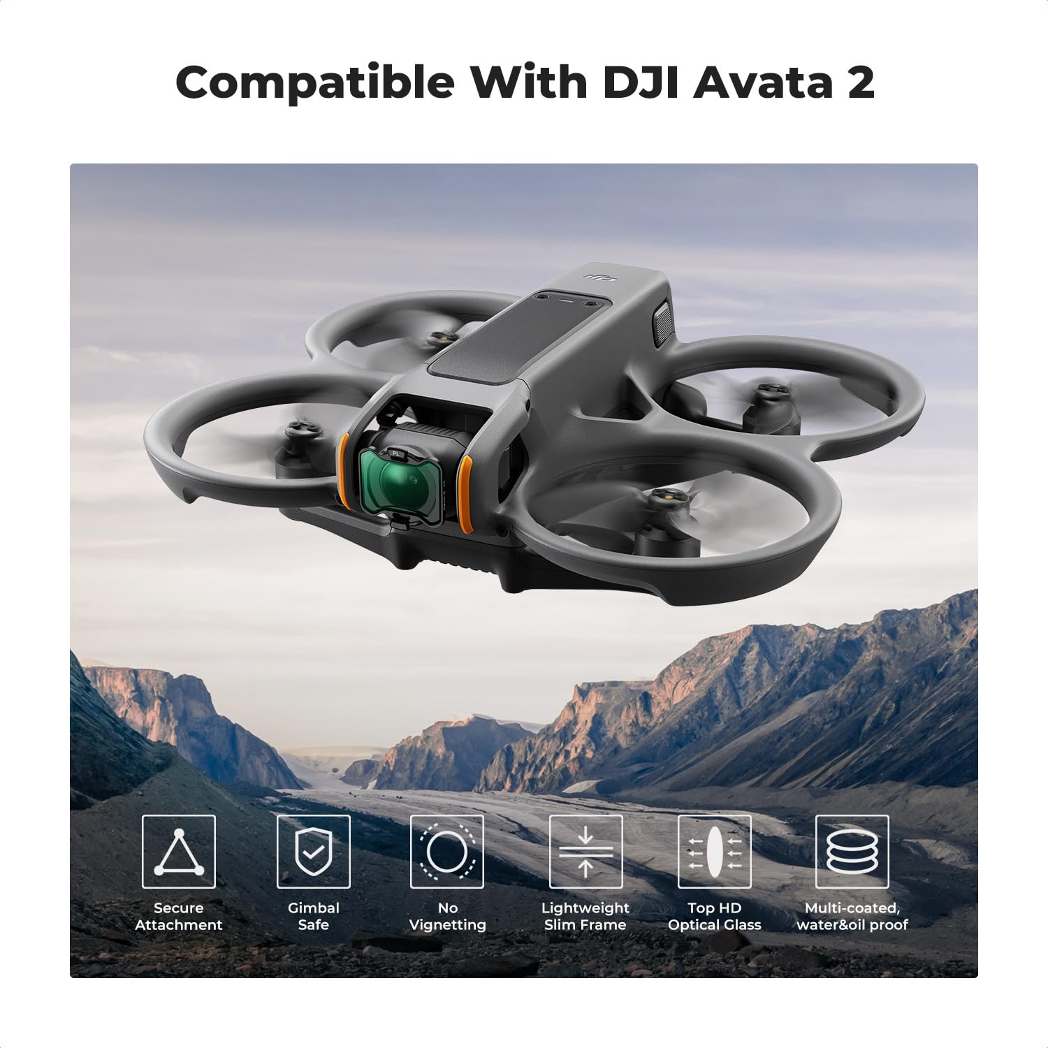 K&F Concept Upgrade Avata 2 Drone Pl Nd Filters Kit (3 Pack), Pl Nd8 Nd16 Filter Compatible With Dji Avata 2, Polarizer Neutral
