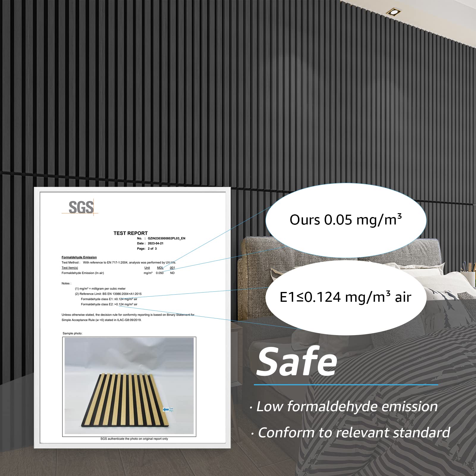 Art3D 2 Wood Slat Acoustic Panels For Wall And Ceiling   3D Fluted Sound Absorbing Panel With Wood Finish   Matte Black