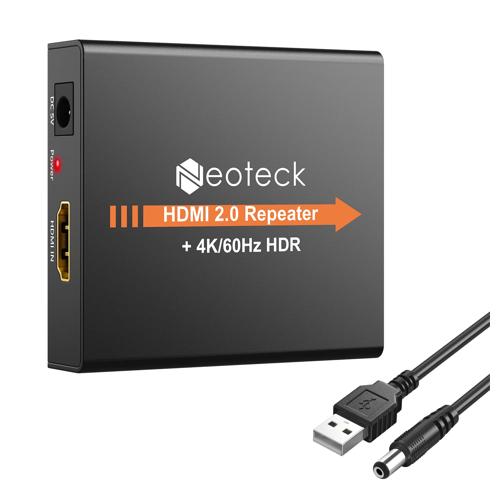 Neoteck Hdmi 2.0 Repeater 4K 2160P 3D Hdmi Signal Amplifier Repeater Boost Up To 196Ft Transmission Distance Mini Size Metal She