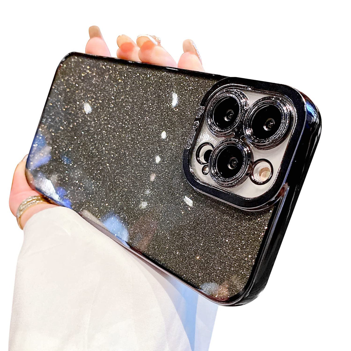Fycyko Compatible With Iphone 13 Pro Max Case Glitter,Bling Luxury Cute Flexible Plating Cover Camera Protection Shockproof Phon
