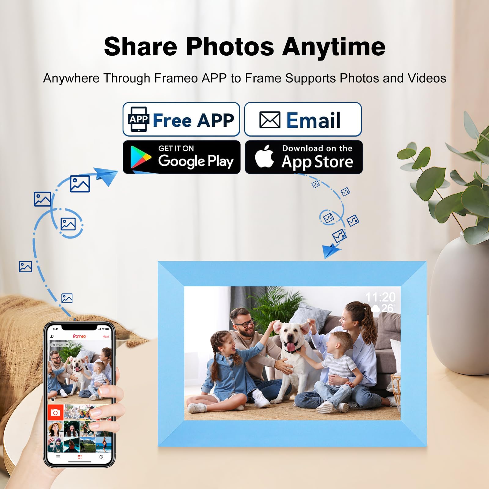 Frameo 10.1 Inch Wifi Digital Picture Frame, 1280X800 Hd Ips Touch Screen Digital Photo Frame 32Gb Storage,Auto Rotate,Slideshow