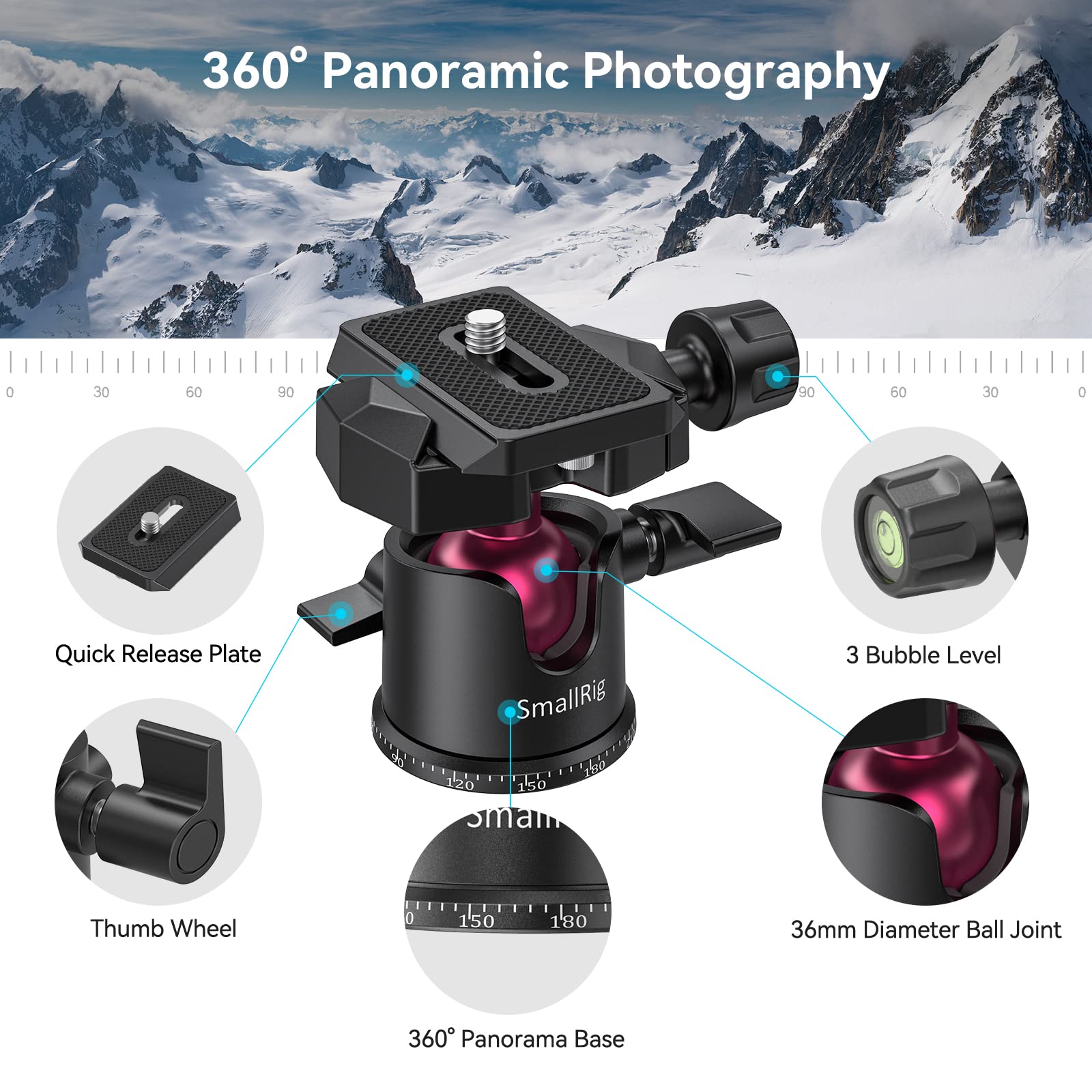 Smallrig Mini Tripod For Camera, Updated Desktop Tabletop Tripod With Arca-Type Compatible Qr Plate, 360 Ball Head And 1/4 Screw