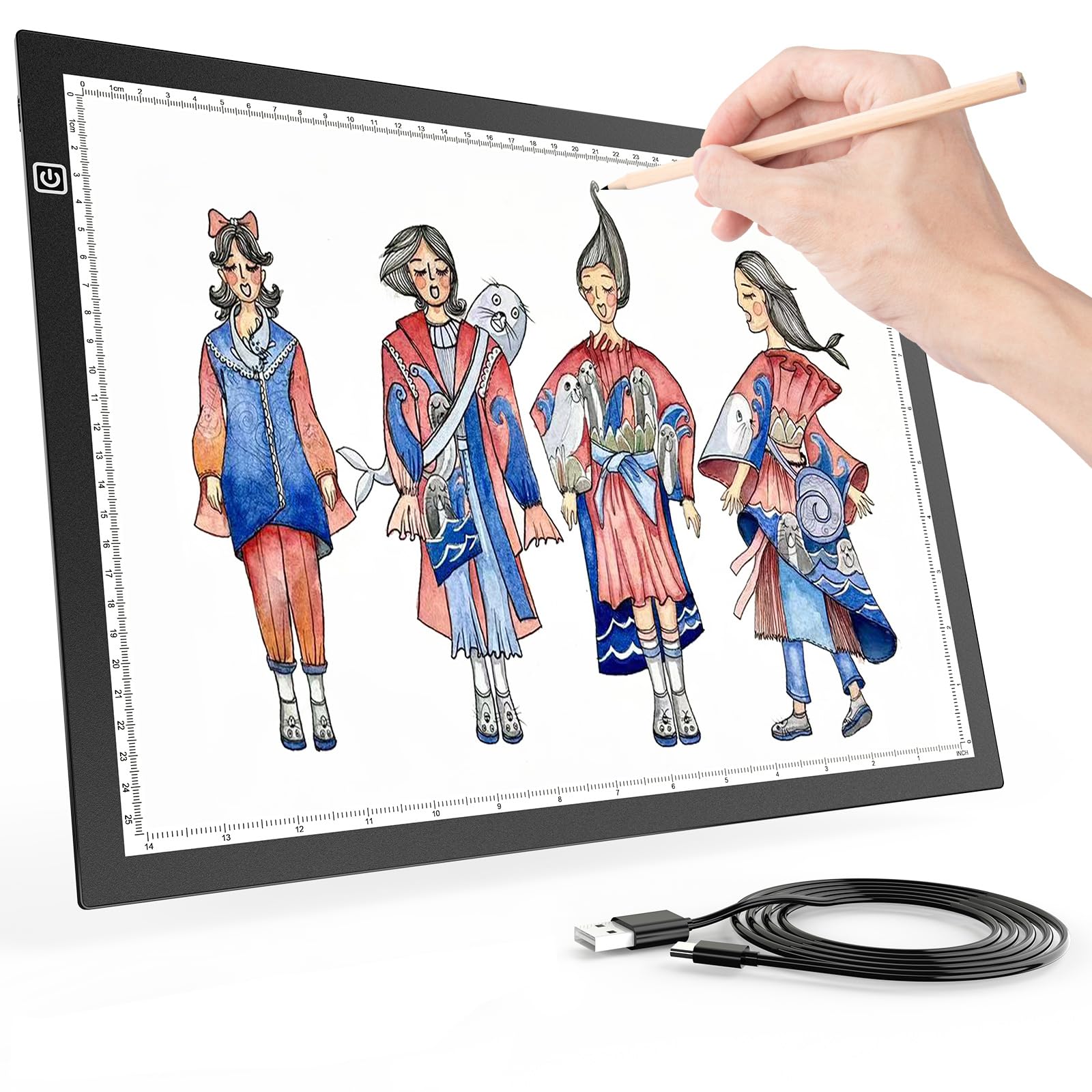 A4 Light Box for Tracing, Light Pad for Diamond Painting, Light Board, Ultra-Thin Copy Board with 3 Levels/Stepless Adjustable B