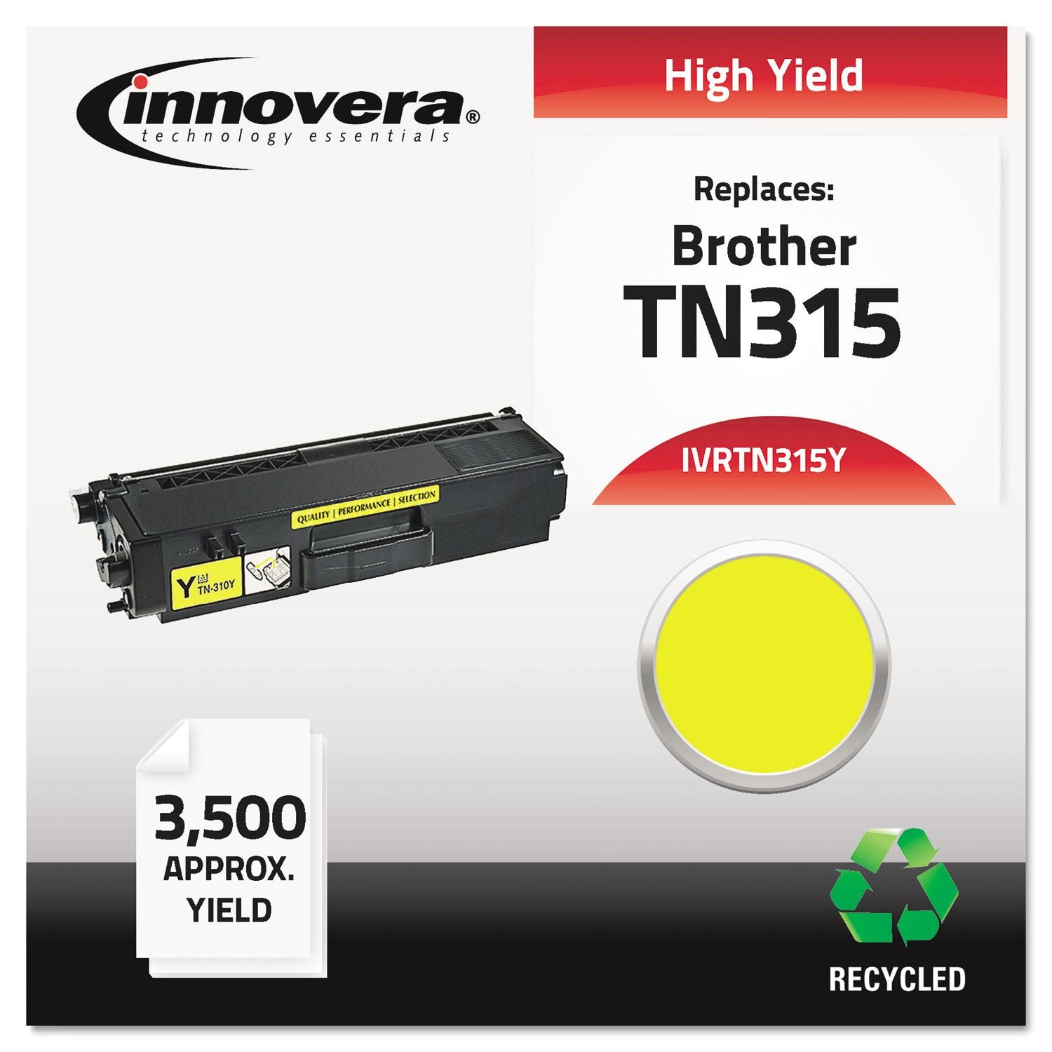 Innovera Remanufactured Yellow High Yield Toner, Replacement For Tn315Y, 3,500 Page Yield