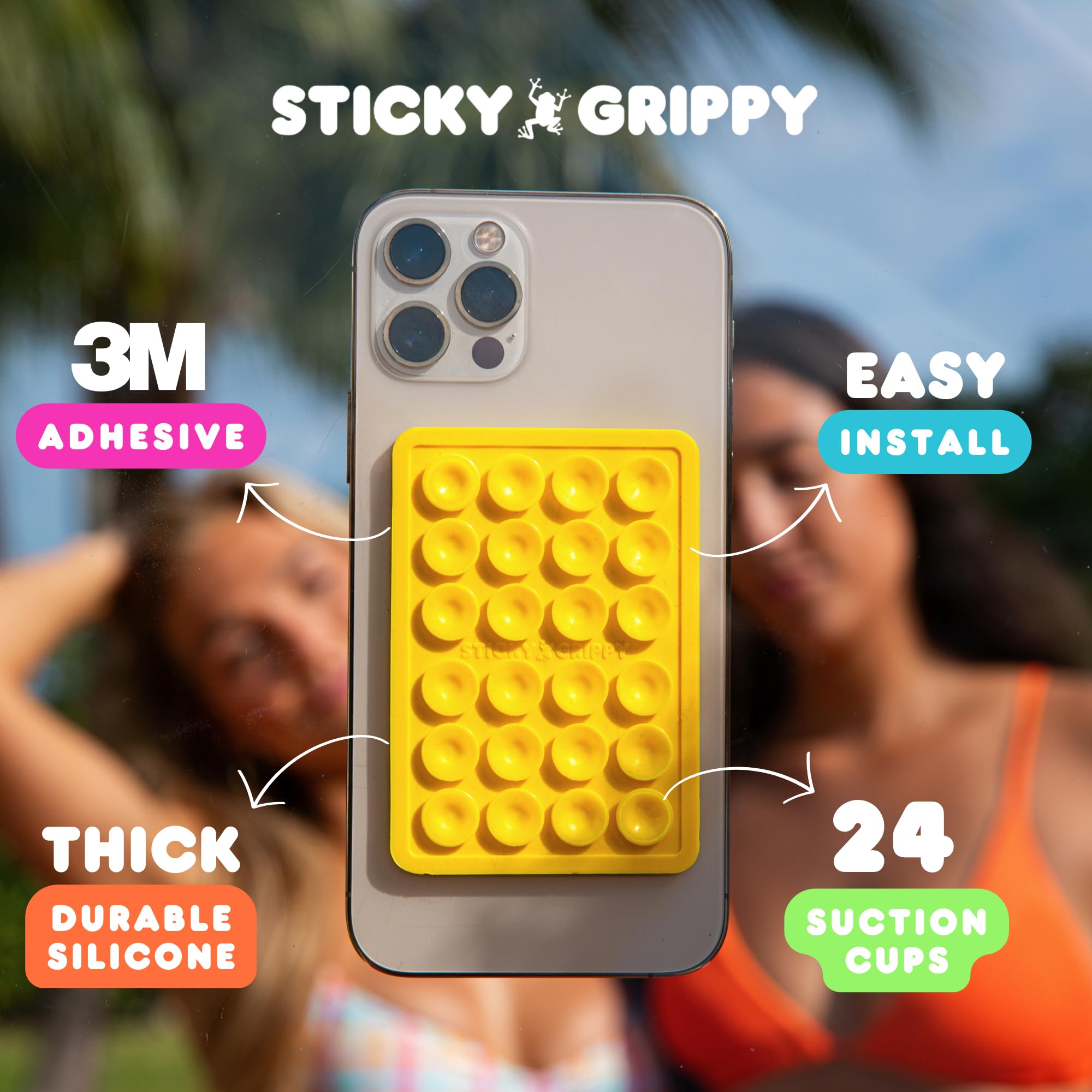 Stickygrippy Suction Phone Case Mount, Silicon Adhesive Phone Accessory For Iphone And Android, Hands Free Fidget Toy Mirror Sho