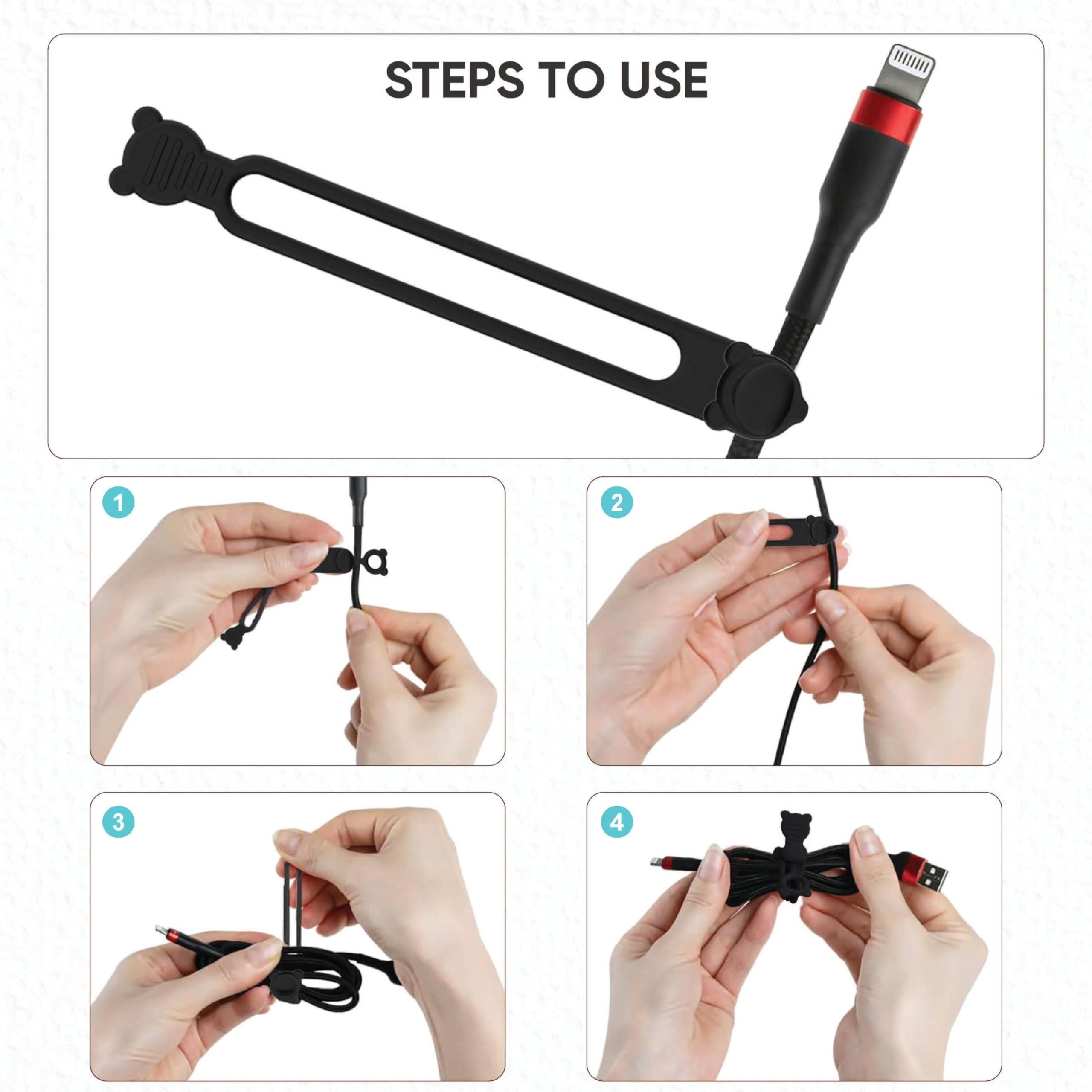 365Home 50 Pack Silicone Cable Ties Reusable, Rubber Cable Ties Cord Organizer Electronic Accessories In Home,Office,Kitchen,Sch