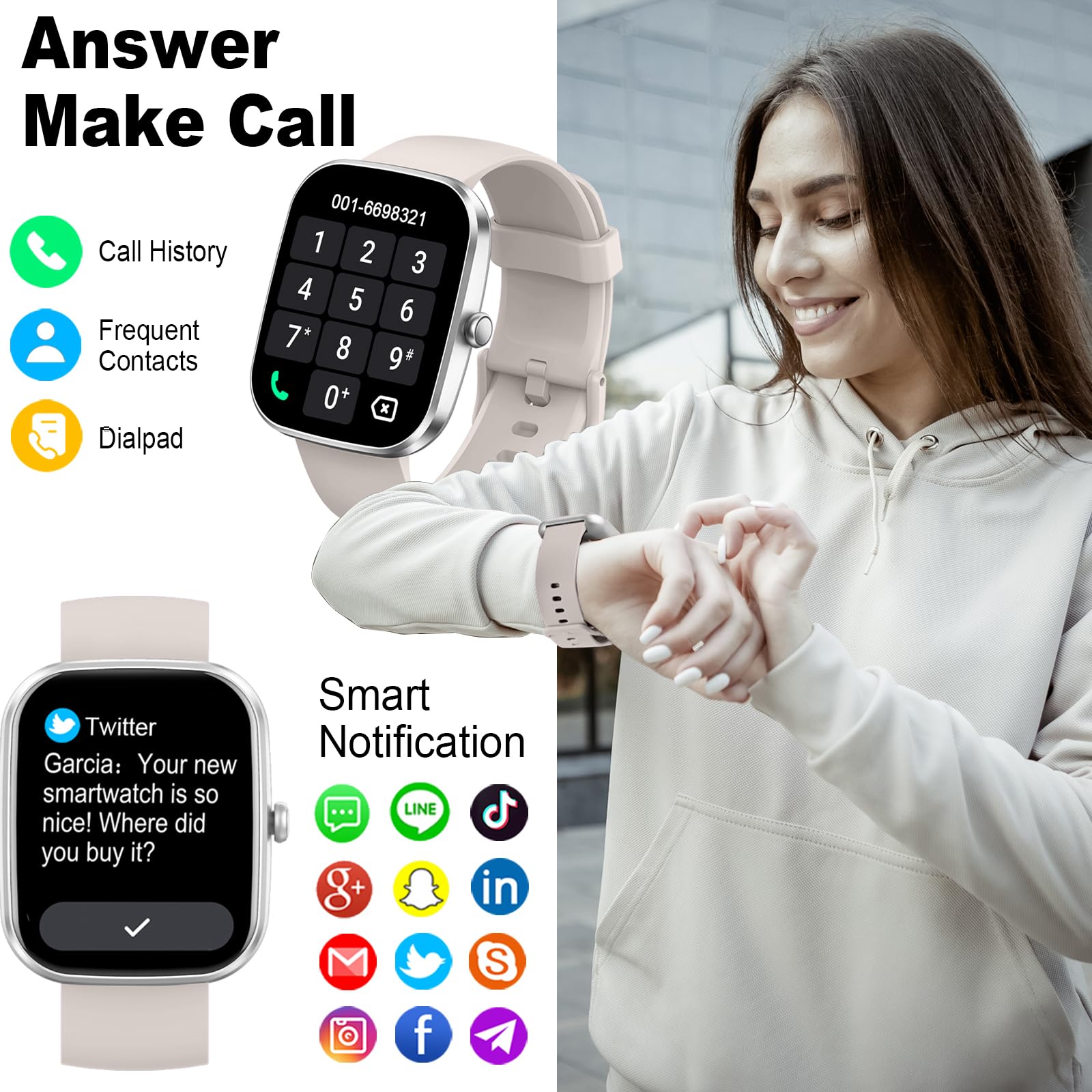 Smart Watch(Answer/Make Call), 1.91 '' Smartwatch For Men Women, 2025 New Fitness Watch With 110+ Sport Modes, Fitness Activity