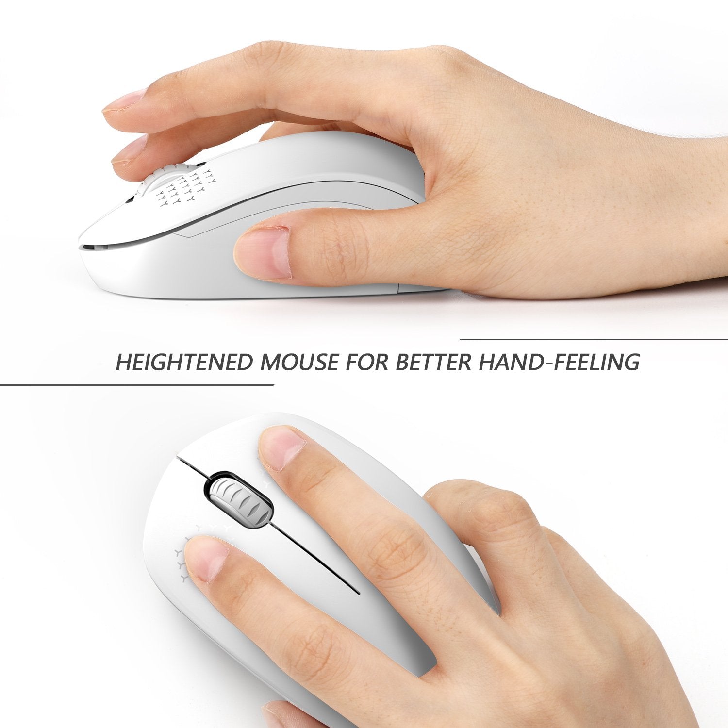 Seenda Wireless Mouse, 2.4G Noiseless Mouse With Usb Receiver Portable Computer Mouse For Pc, Tablet, Laptop   Pure White