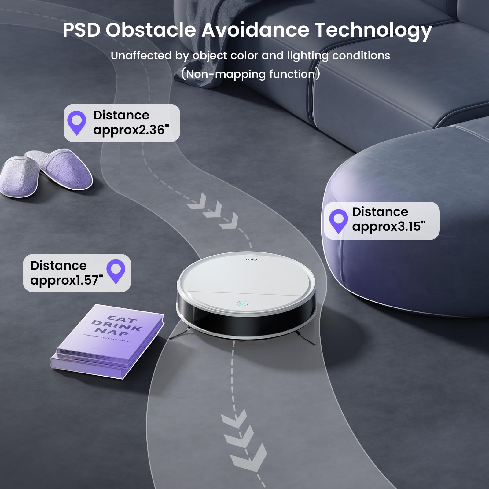 Okp K5 Pro Robot Vacuum And Mop, 3 In 1 Mopping Robotic Vacuum With 5000Pa Suction Power, 180 Mins Runtime, Quiet Design, Wi-Fi/