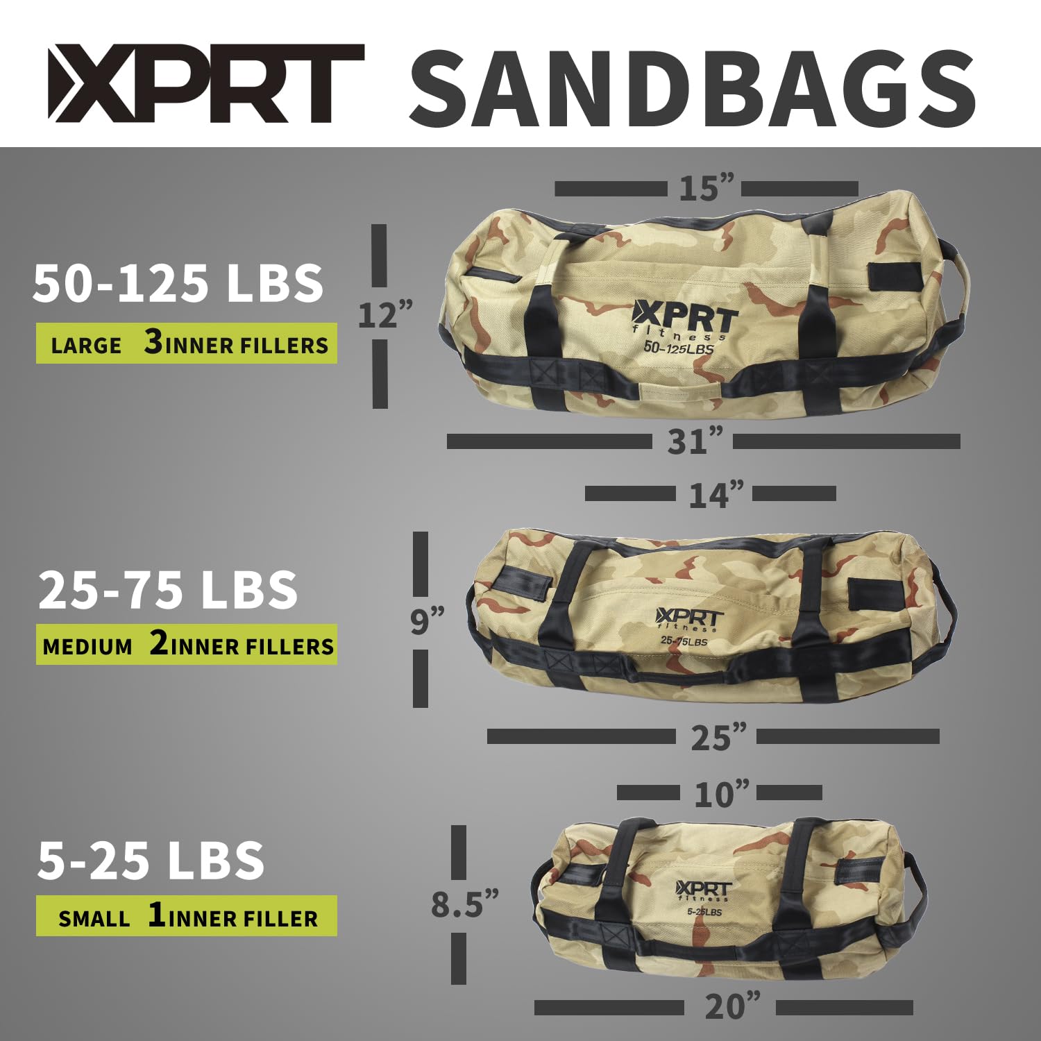 Xprt Fitness Workout Sandbag For Heavy Duty Workout Cross Training 7 Multi Positional Handles   Color Army Green/Black/Camo (Cam