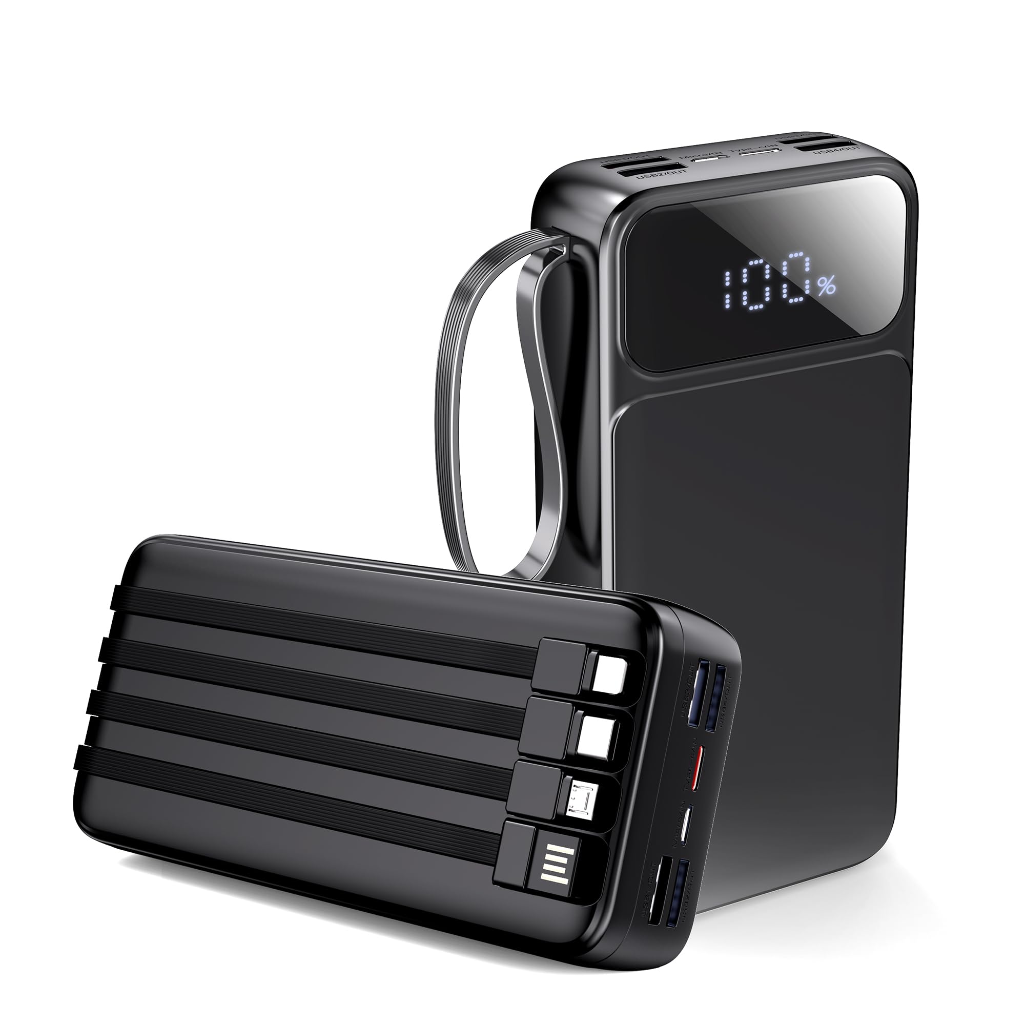 Portable Charger Power Bank 50000mAh- 7 Outputs & 3 Inputs USB-C 22.5W Fast Charging Battery Pack with Built-in Cables and Ports