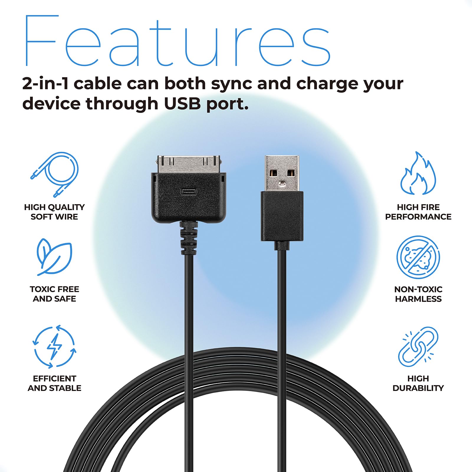 Antoble 6.5Ft Usb Data Charging Cable Cord For Barnes & Noble Nook Charger Cord Hd Hd+ 7' 9' Tablet Reader Sync Charging Wire Bntv400 Bnrv400 Bntv600