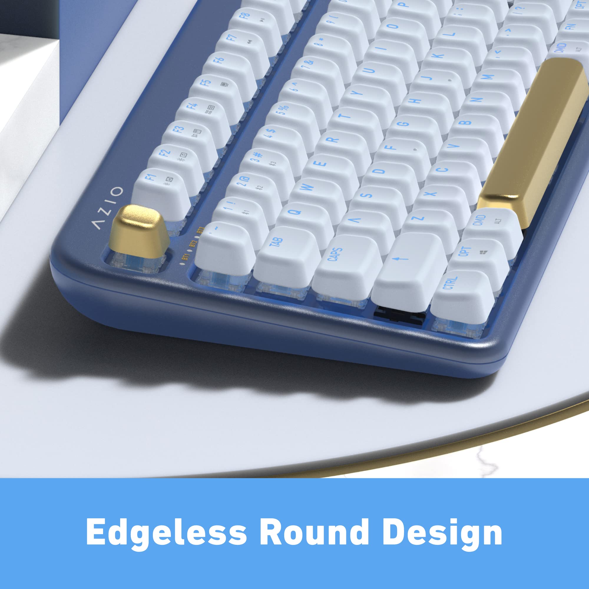 Azio Izo Wireless Bt5/Usb Pc & Mac Mechanical Keyboard, Blue Iris