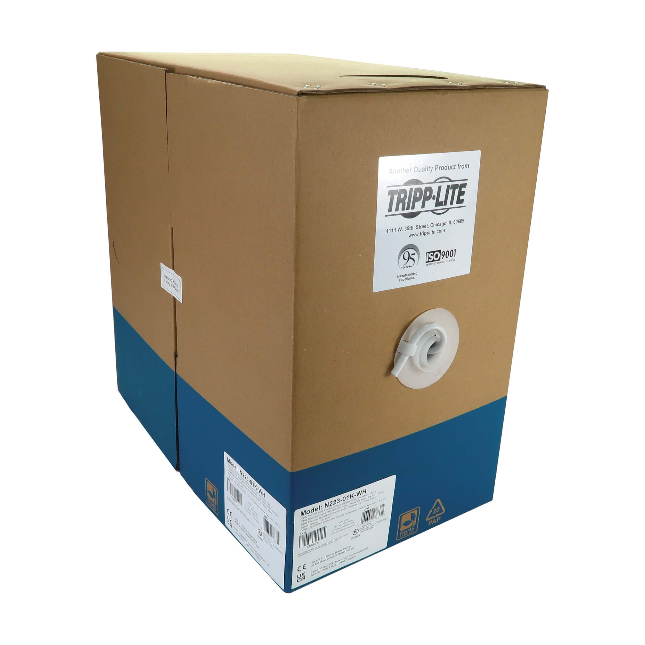 Cat6A Bulk Cbl Wht 1000'