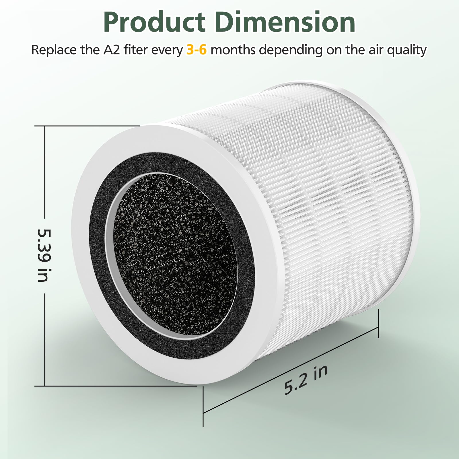 2 Pack H7126 Replacement Filter For Goveelife H7126 Mini Air Purifier, 3 In 1 H13 True Hepa Air Filter For H7126 Air Purifier Fi