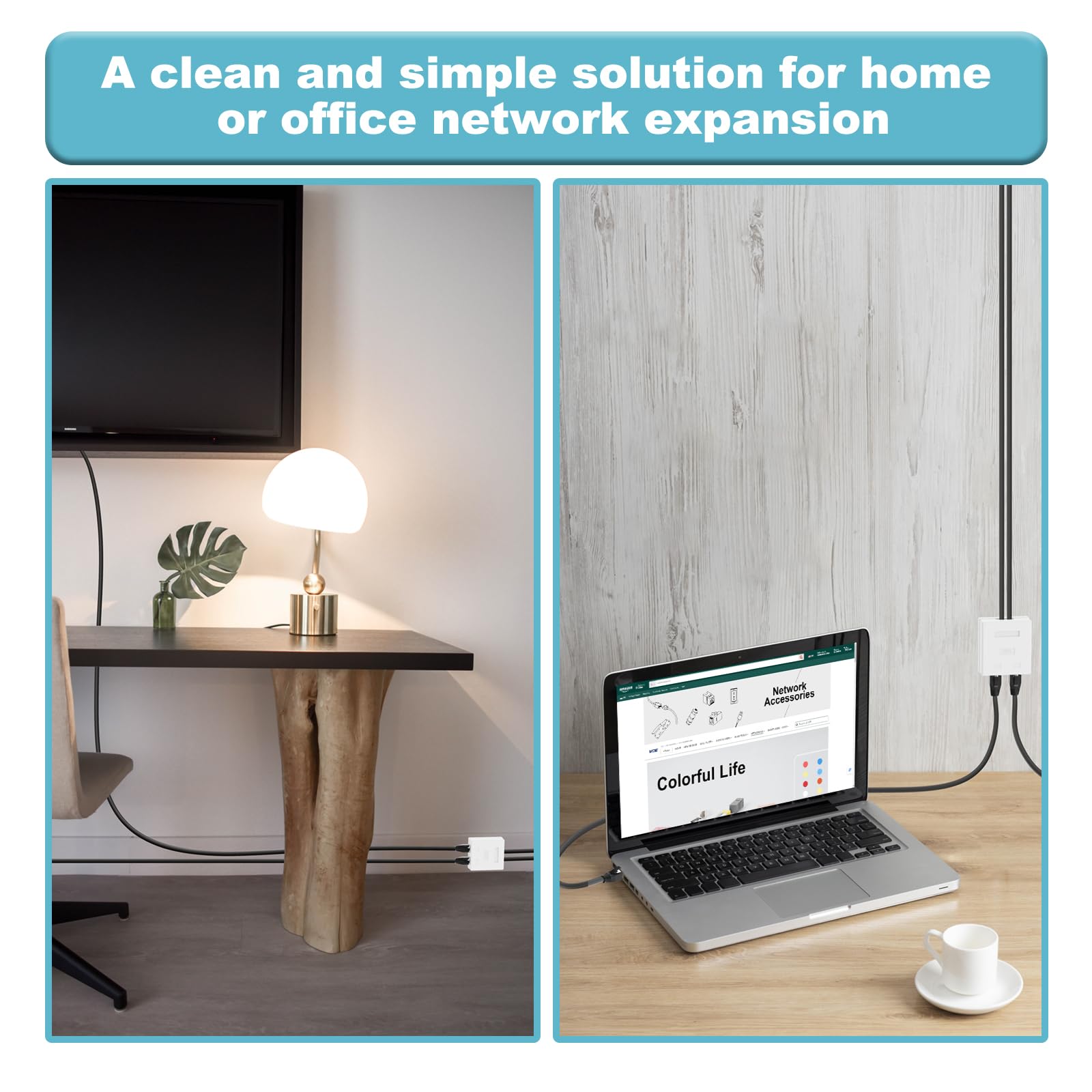 Vcelink Rj45 Surface Mount Box Shielded 2 Port, Compatible With Utp Cat6/Cat5E/Cat5 Stranded Or Solid Network Cables, 5 Pack, Wh