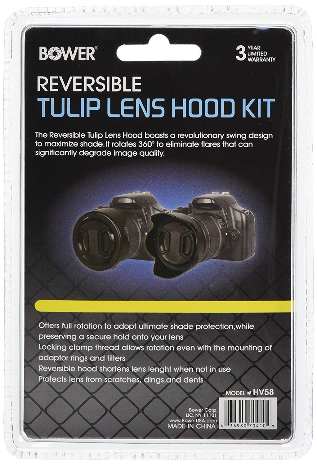 Hakosco Home Appliances & Cameras Wearable Cameras Bower 58 Mm Tulip/Flower Shaped Hood With Lens Cap Hv58, Black