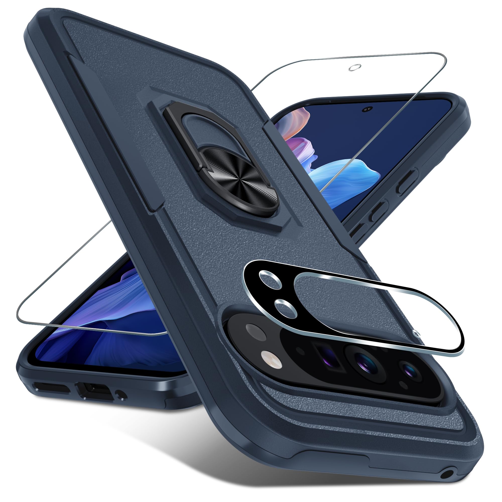 Janmitta For Google Pixel 9 Pro Xl Case With Screen Protector+Camera Lens Protector,Heavy Duty Shockproof Full Body Phone Cover