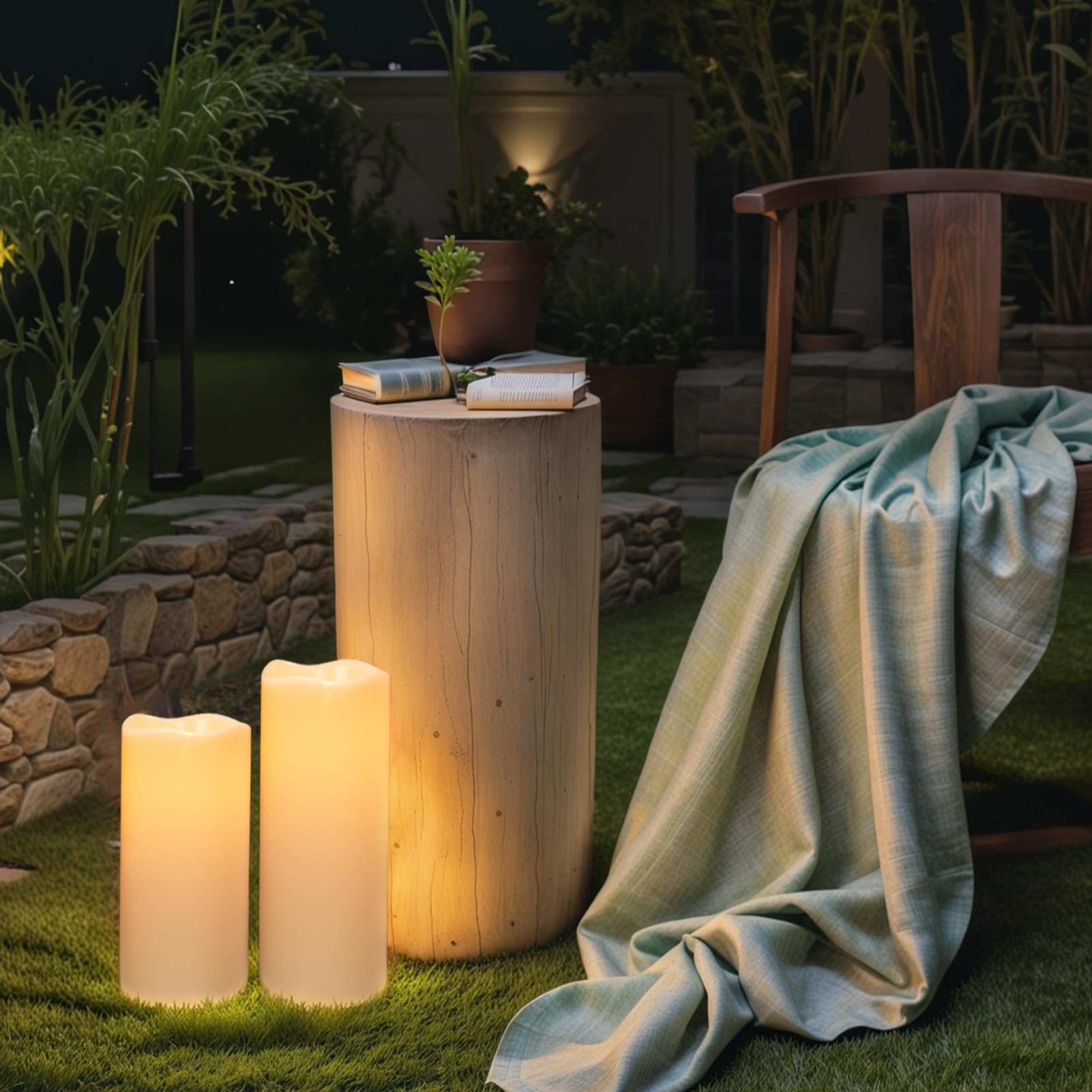 Wondise Solar Powered Flameless Candles Ip65 Outdoor Waterproof Rechargeable Led Candles Battery Operated Dusk To Dawn Plastic F