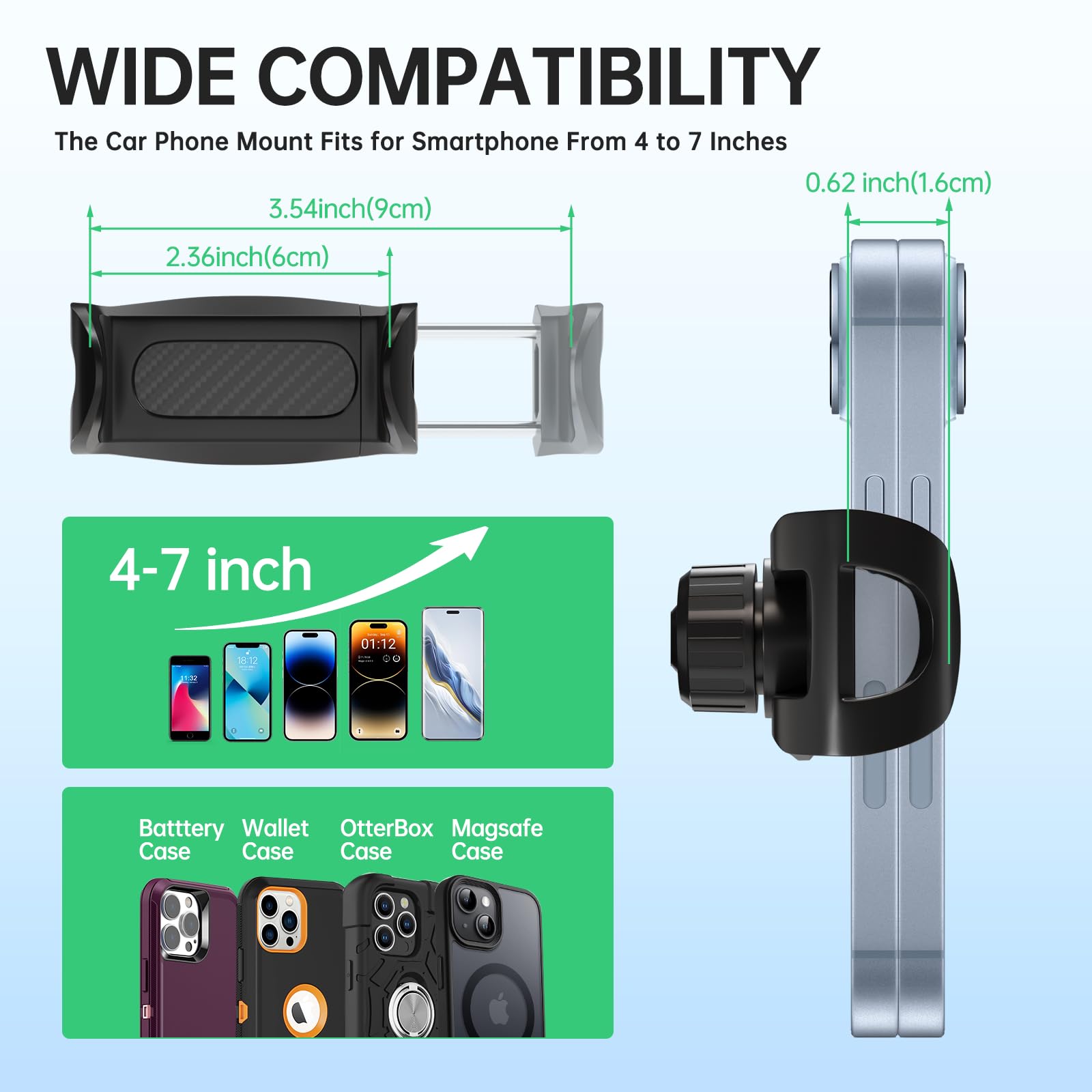 Chdfkkd Phone Mount For Car Dashboard, 360 Degree Rotation Universal Cell Phone Holder For Car Clip Mount Stand Suitable For 4 T