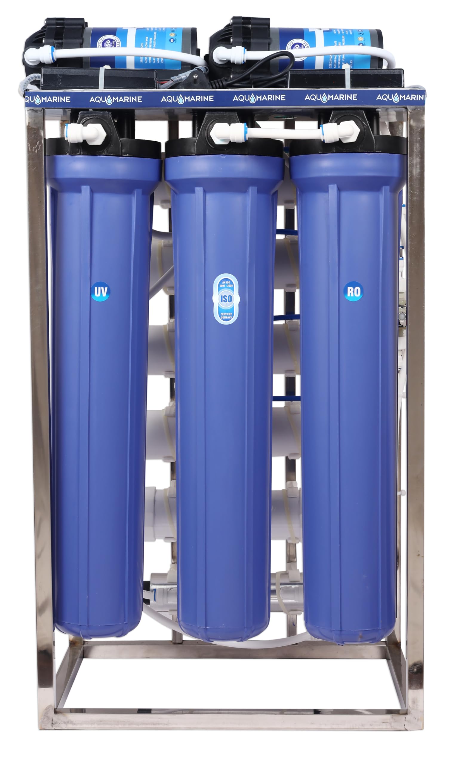 Aqua Marine 100 Lph Commercial Ro + Uv Water Purifier With Tds Adjuster, Double Pump Purification And Fully Automatic Function,