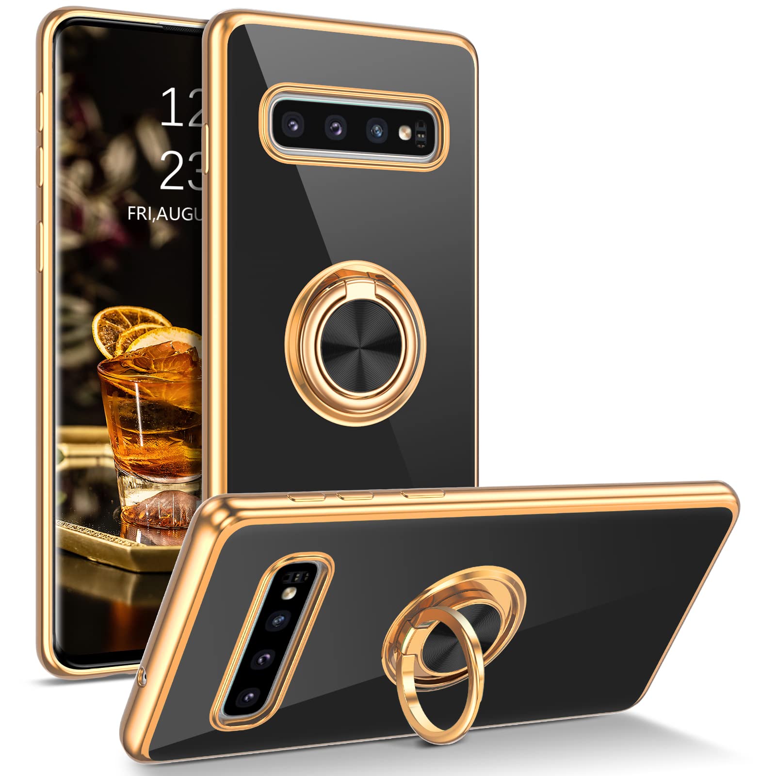 Duedue For Samsung Galaxy S10 Plus Case With Ring Holder Kickstand 360 Degree Rotation Magnetic Car Finger Soft Tpu Slim Cover S
