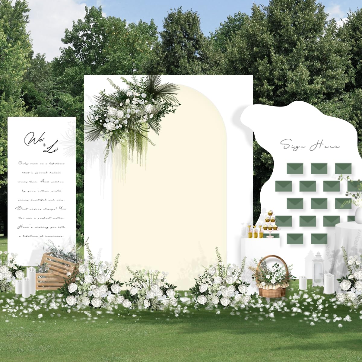 Mlmc 6Ft Beige Fitted Spandex Arch Cover Stretchy Backdrop Stand Fabric Round Top Chiara Arch Backdrop Stands Cover For Baby Sho