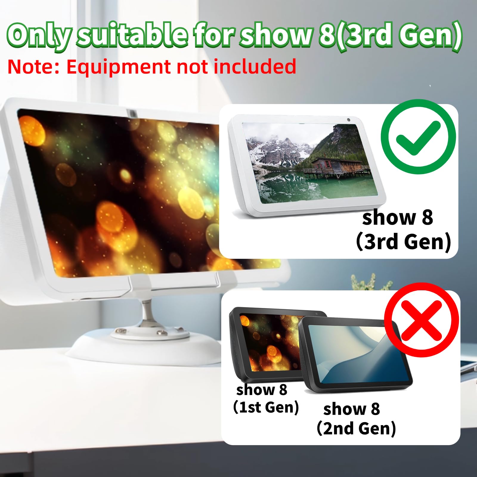 Shinar Metal Stand Only For Echo Show 8 (3Rd Generation) Swivel Stand With Wide Angle Tilt Adjustment( 50/+50),Desktop Accessory