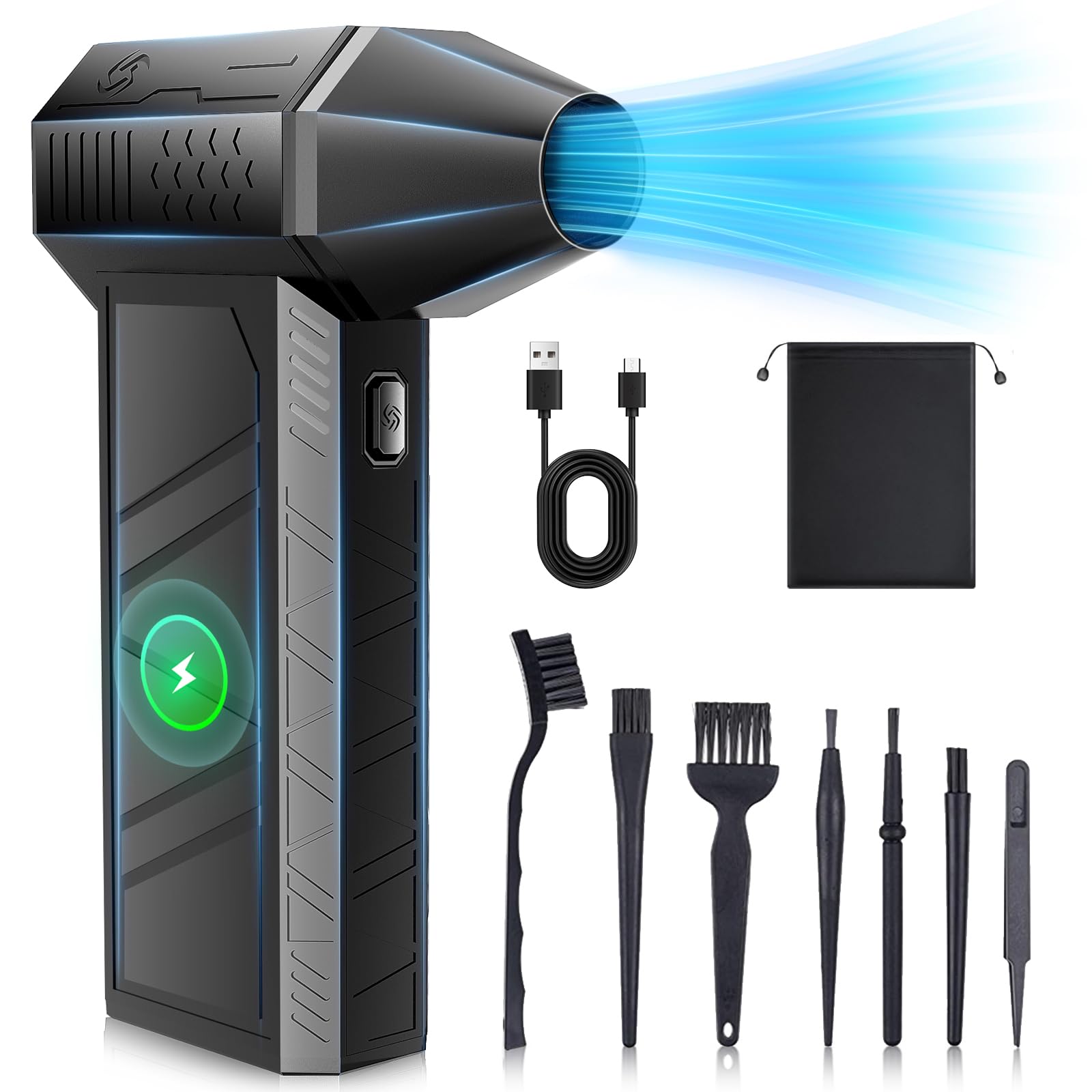 Cosano Electric Air Duster, 3 Gear Adjustable Mini Jet Blower 130000Rpm, Adjustable Electric Duster Replace Compressed Air Can R