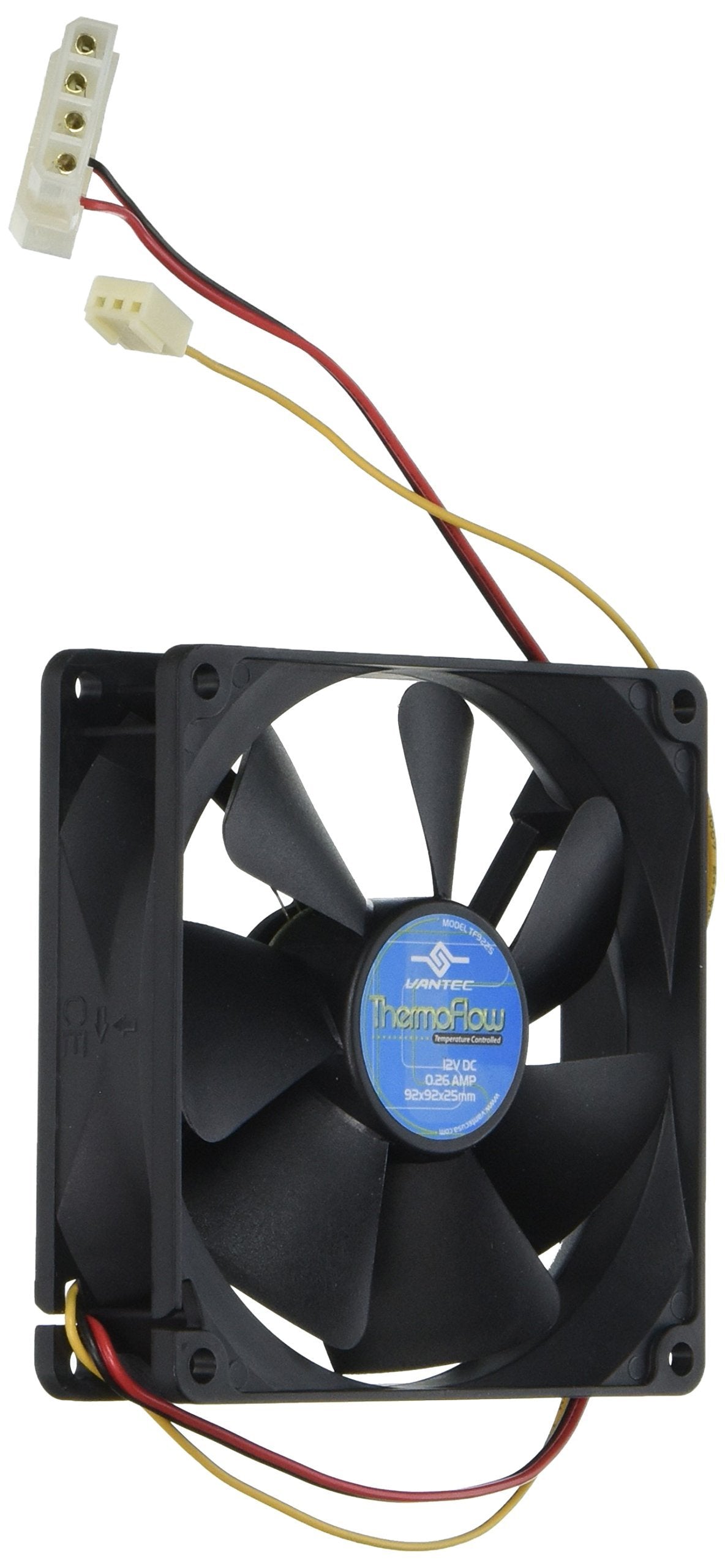 Vantec Thermoflow Tf9225 92X92X25Mm Double Ball Bearing Temperature Controlled Case Fan (Black)