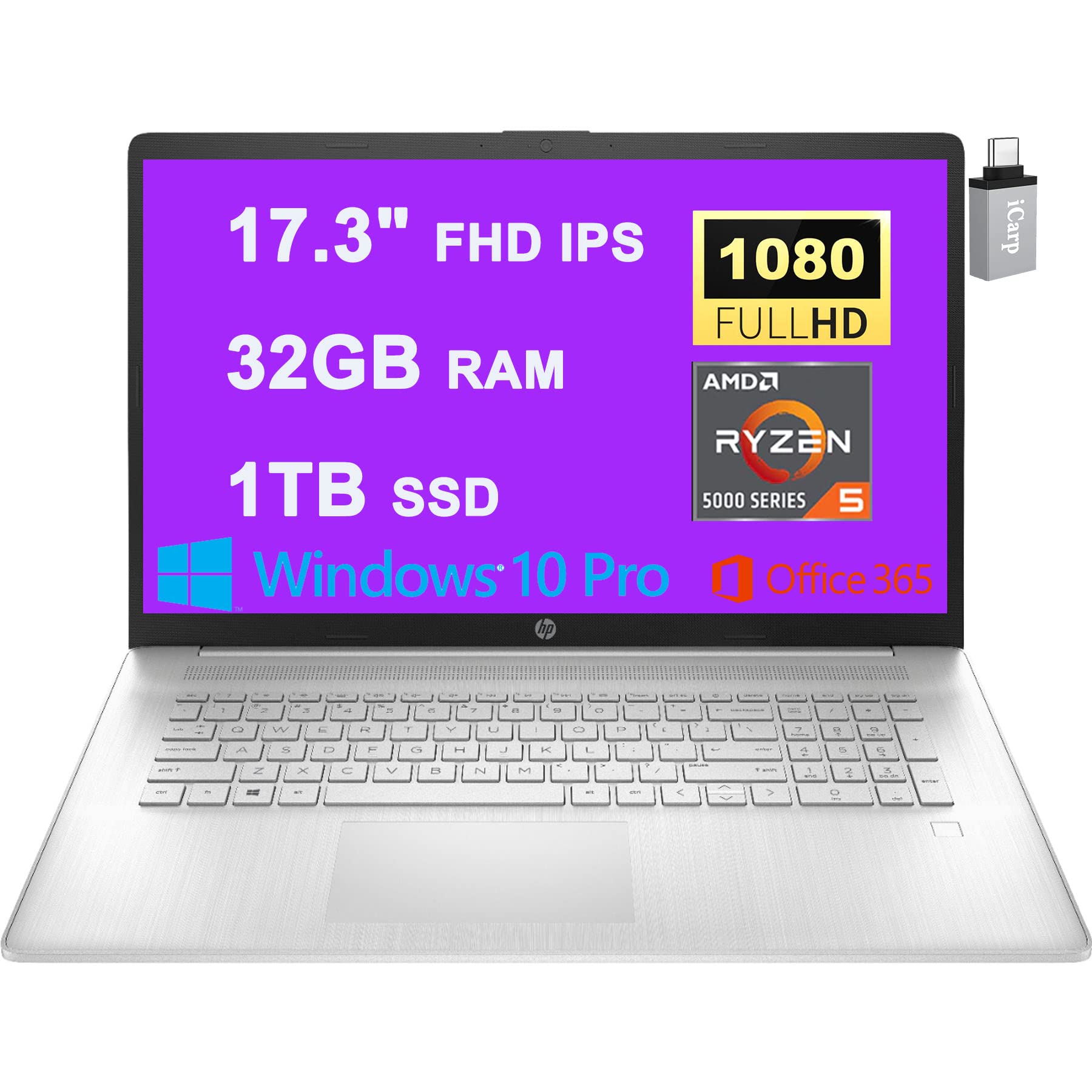 Hp Flagship 17 Business Laptop Computer 17.3'' Fhd Ips Display Amd Hexa-Core Ryzen 5 5500U (Beats I7-1160G7) 32Gb Ram 1Tb Ssd Fi