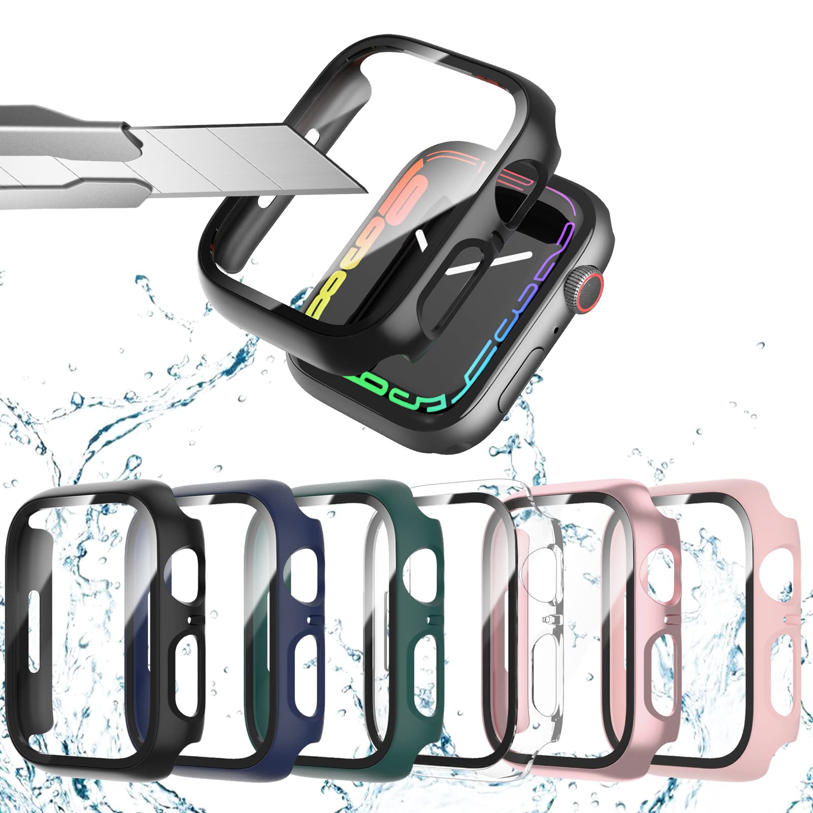 6 Pack Case With Tempered Glass Screen Protector For Apple Watch Series 3 Series 2 Series 1 38Mm, Jerxun Ultra Thin Scratch Resi