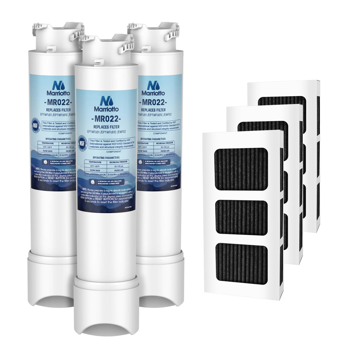 Marriotto Water Filter Replacement, Compatible With Eptwfu01, Ewf02, Pure Source Ultra Ii And Pure Air Ultra 2 Air Filter (3+3)