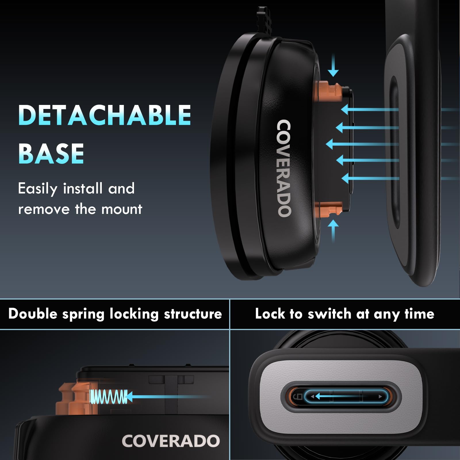 Coverado For Qi2 15W Magsafe Car Mount Charger, Wireless Car Charger Phone Holder For Car With Adjustable Aluminum Alloy Arm, Ma