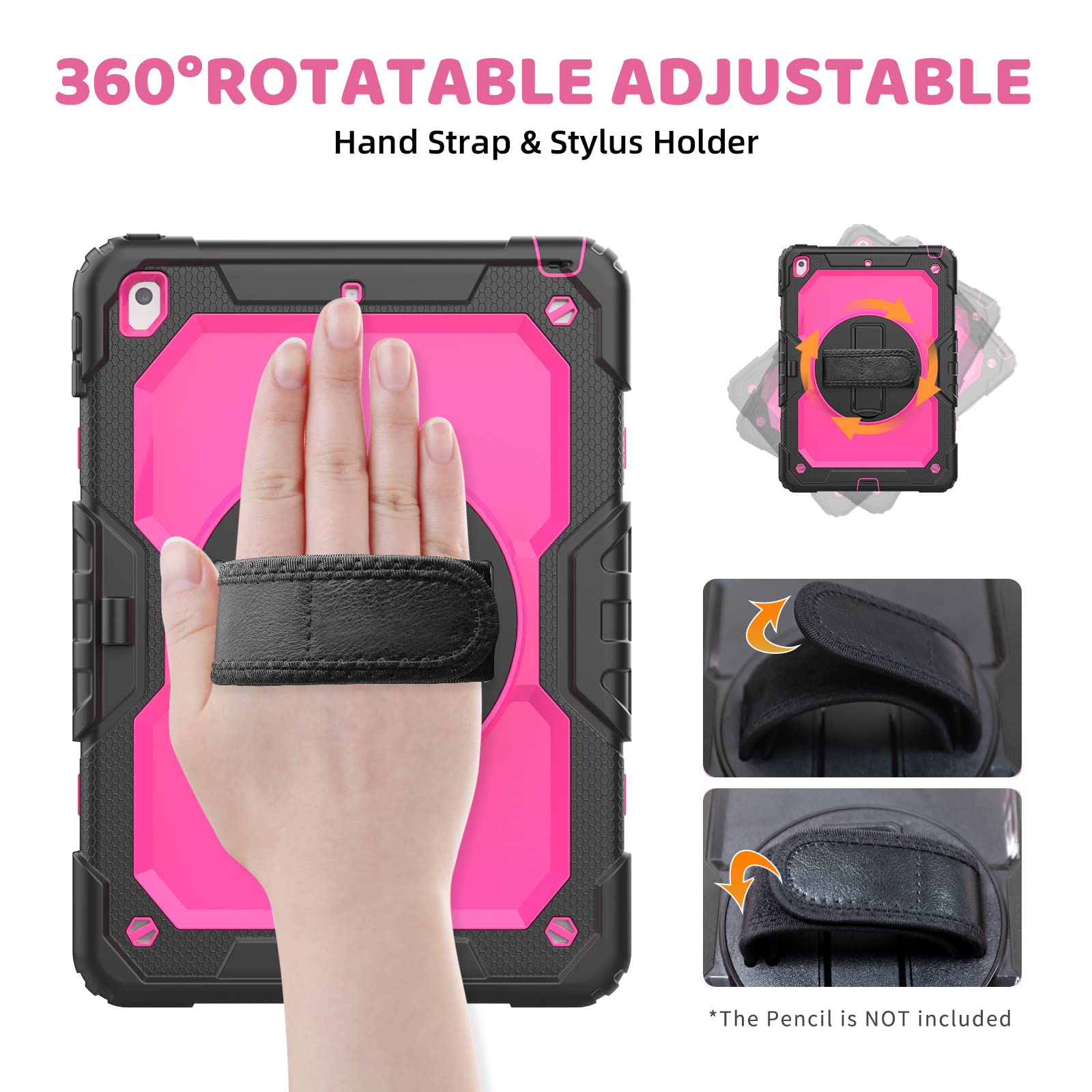 Blosomeet Case For Ipad 9Th Generation 2021 10.2 Inch With Tempered Glass Screen Protector & Pencil Holder,Protective Kids Ipad