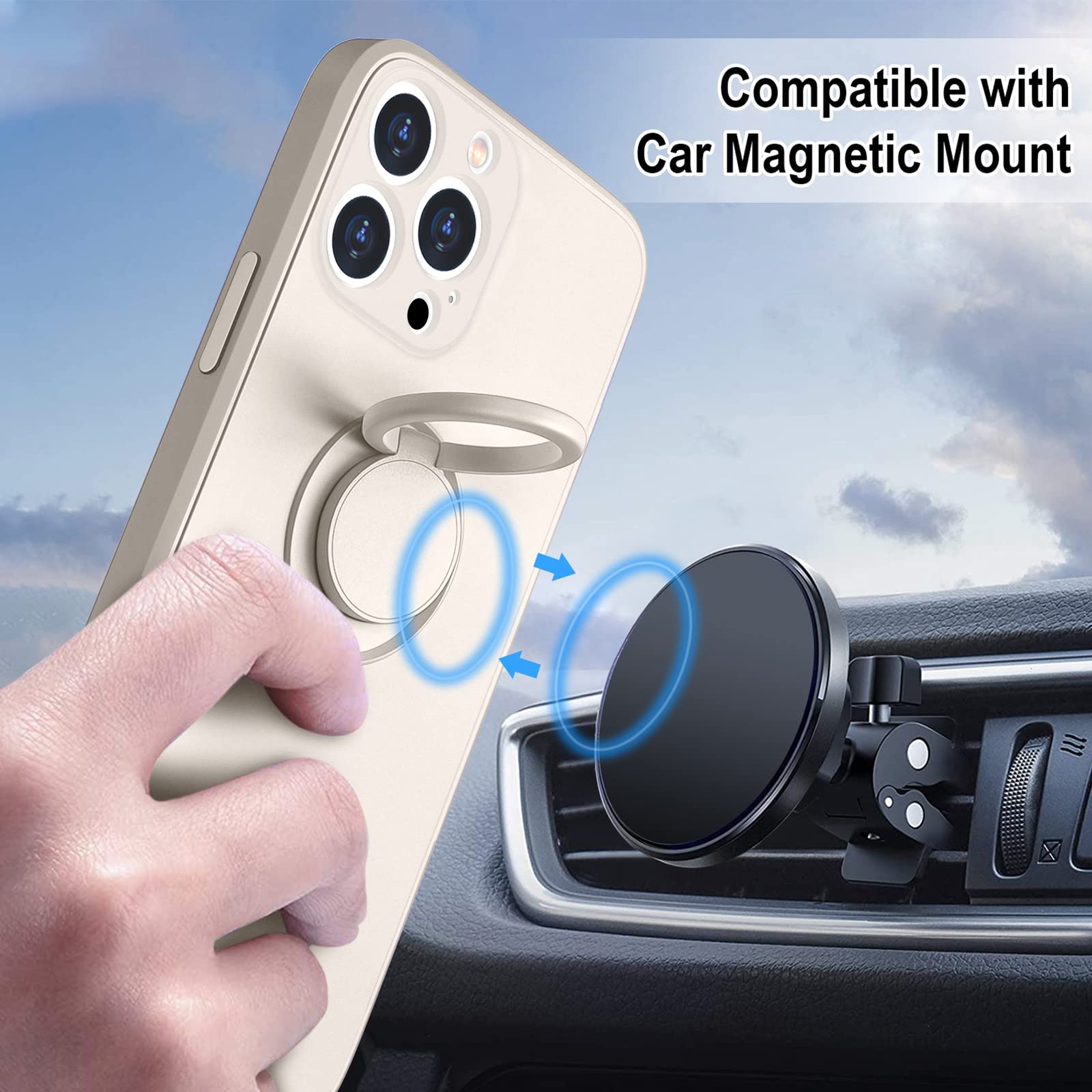 Hython For Iphone 13 Pro Max Case With Ring Stand [360Rotatable Ring Holder Magnetic Kickstand] [Support Car Mount] Slim Soft Ru
